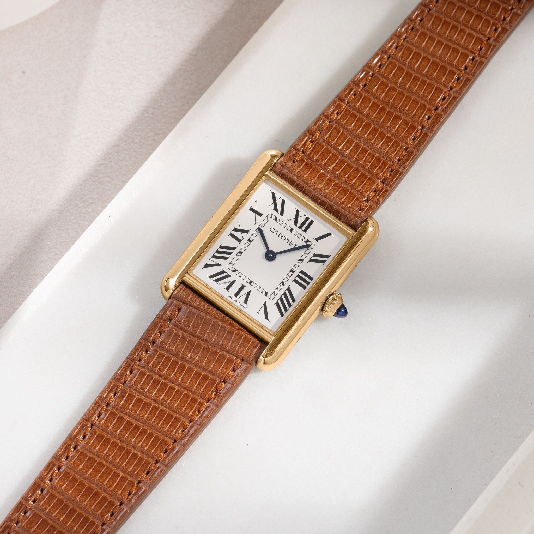 Uhrenarmband für Cartier Tank Louis (2021-2024) - The Cognac Brown Lizard