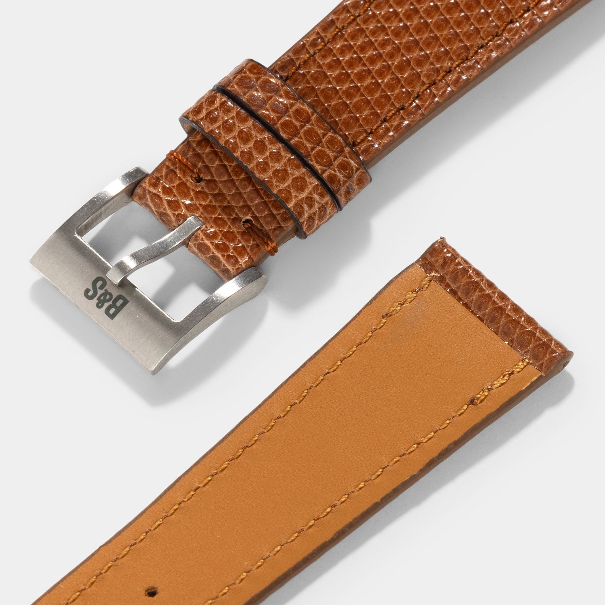 Cognac Brown Lizard Leather Watch Strap
