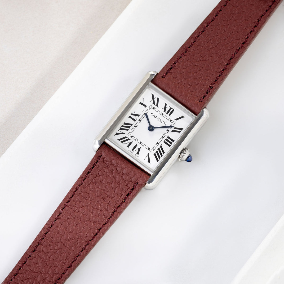Strap for Cartier Tank Must (2021 - today) - The Grana Burgundy