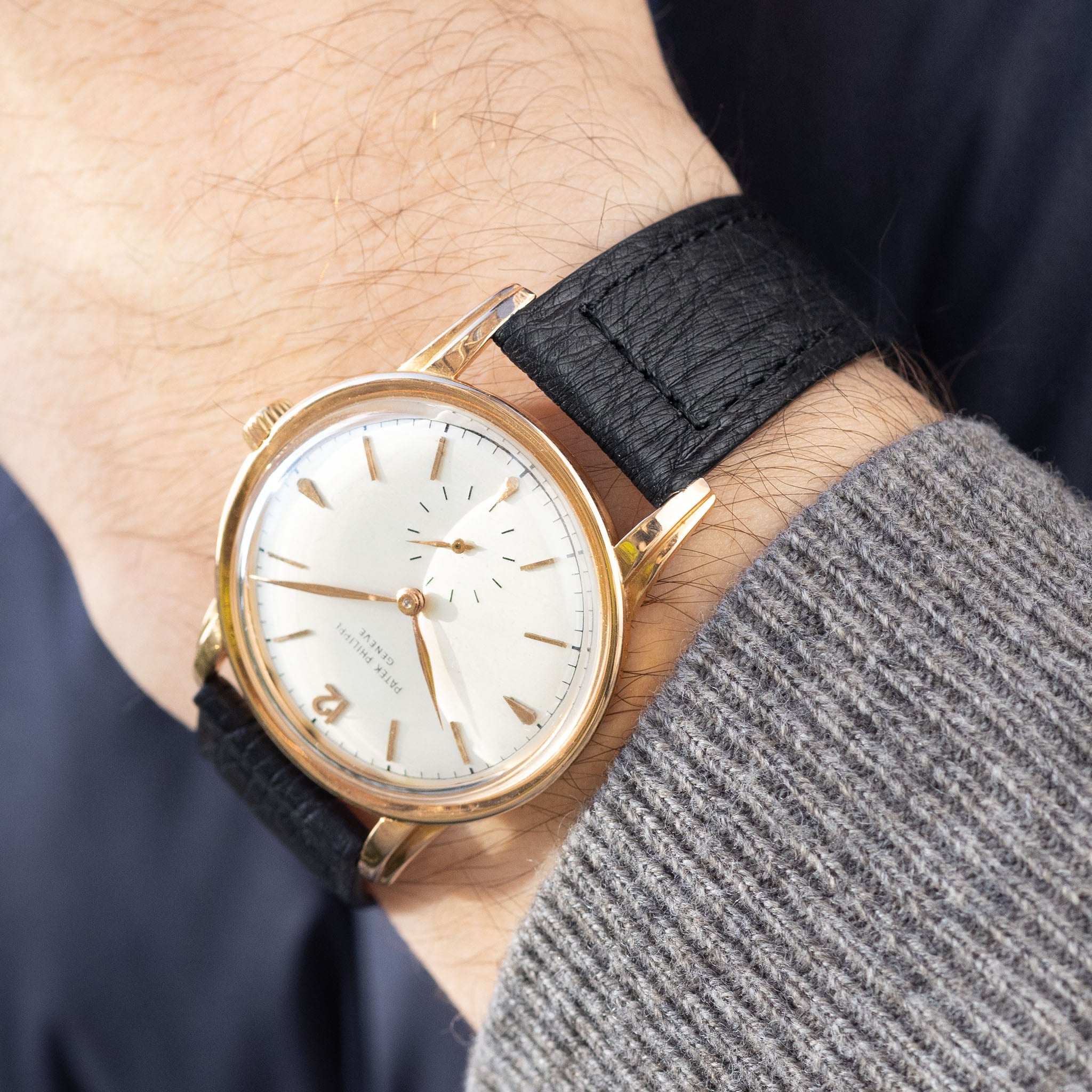 Black Boxed Grained Ostrich Watch Strap – Classic Dress