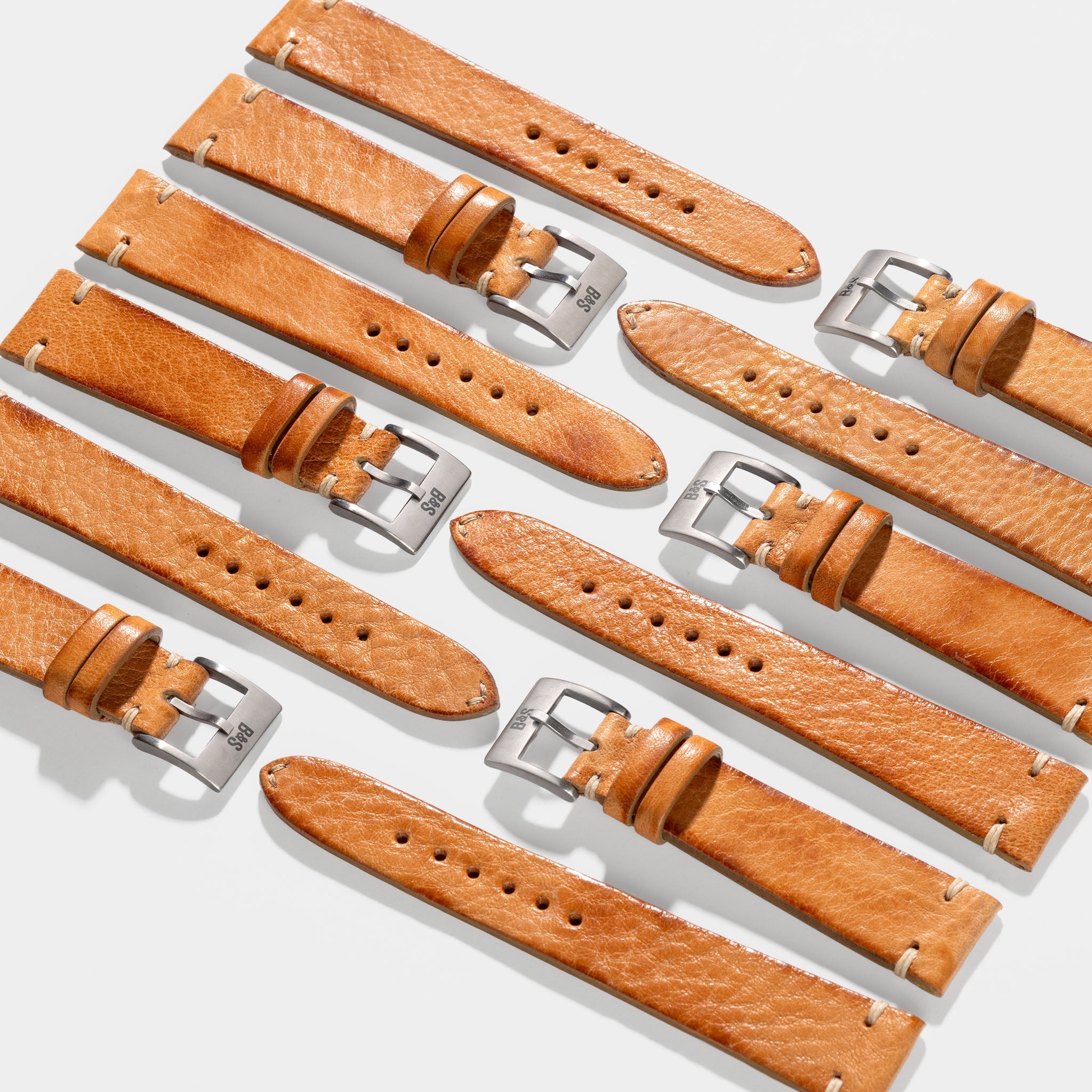 Natural  Grain Caramel Brown Leather Watch Strap