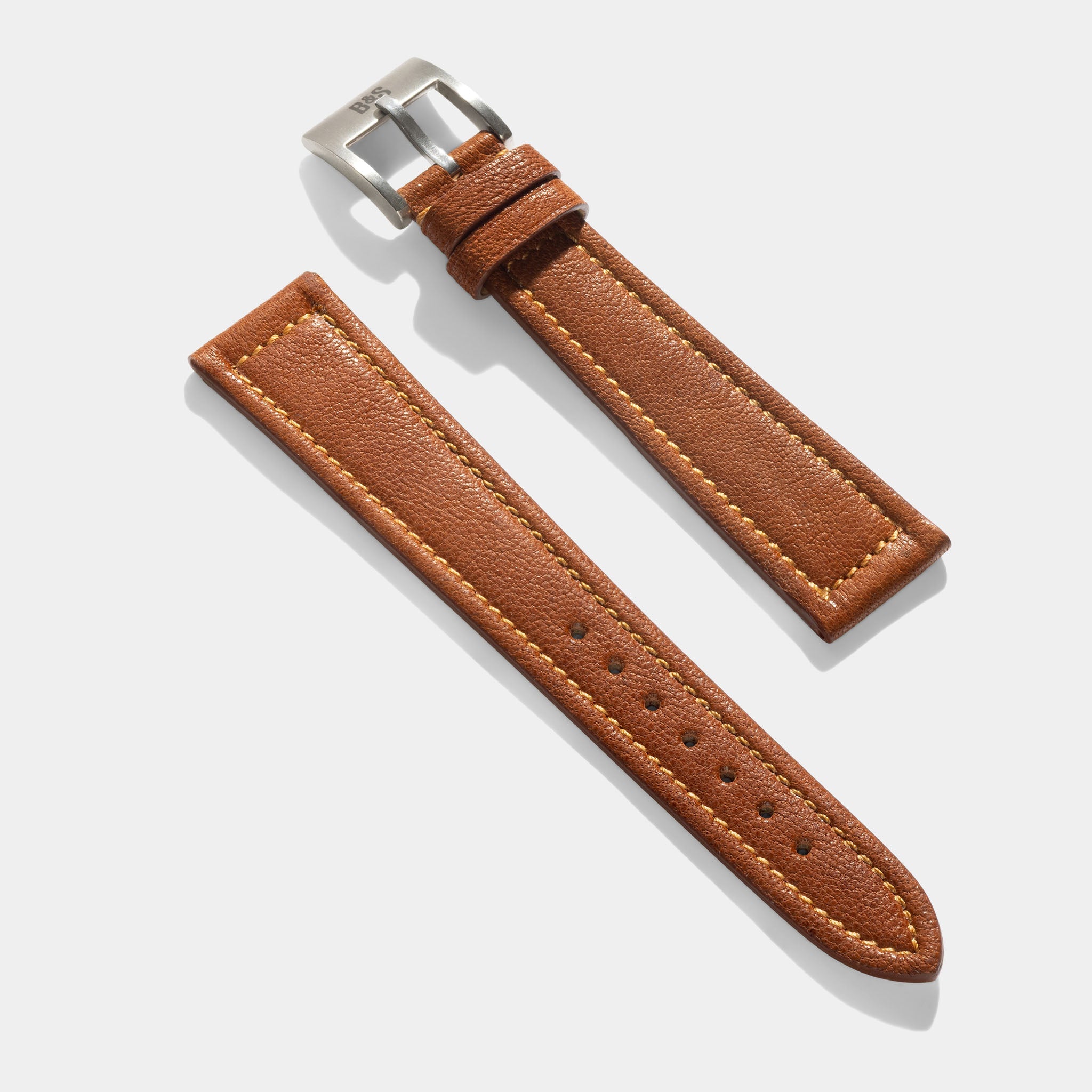 Amber Brown Sculptured Smooth Calfskin Watch Strap – Retro Dress