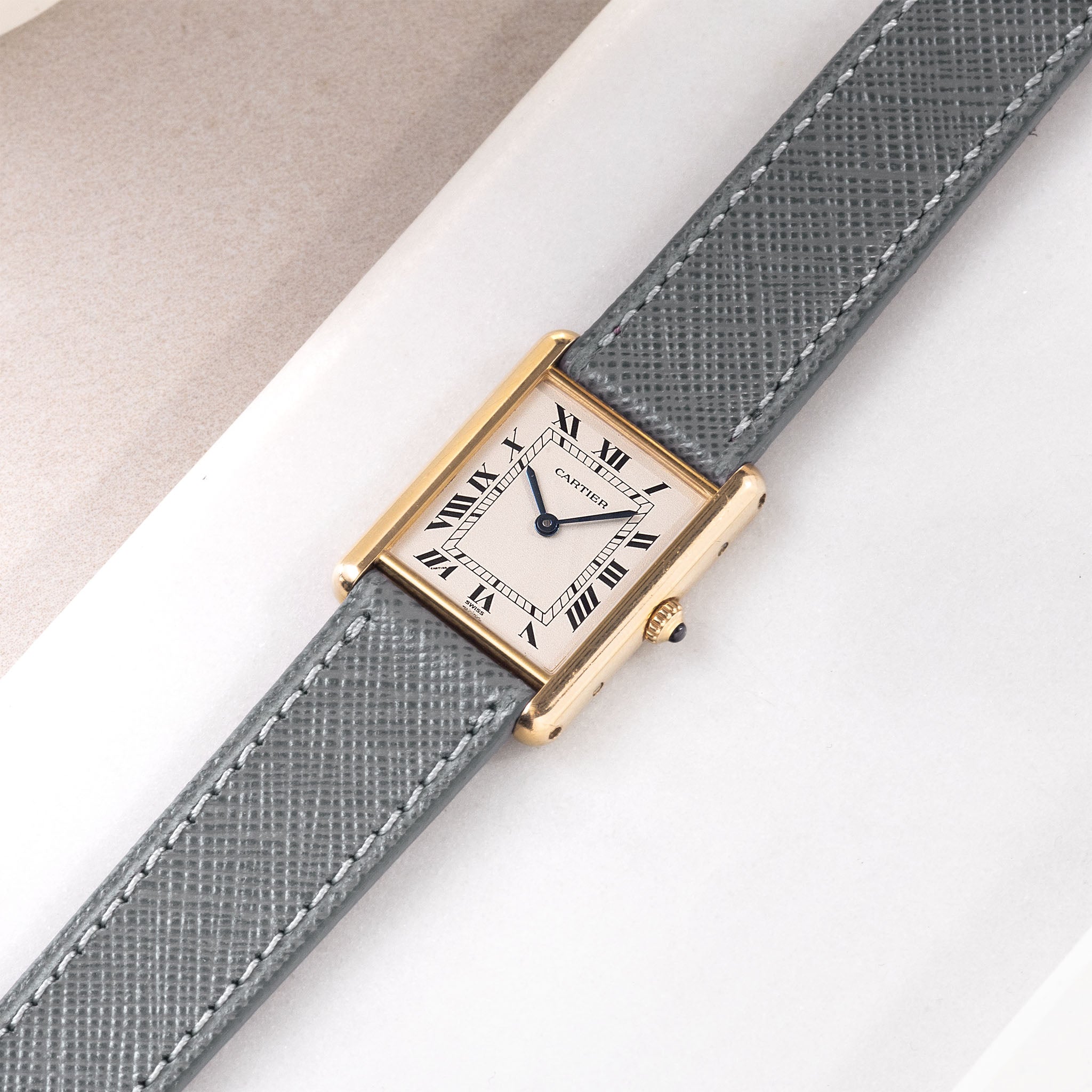 Strap for Cartier 17.5mm - Saffiano Grey Leather