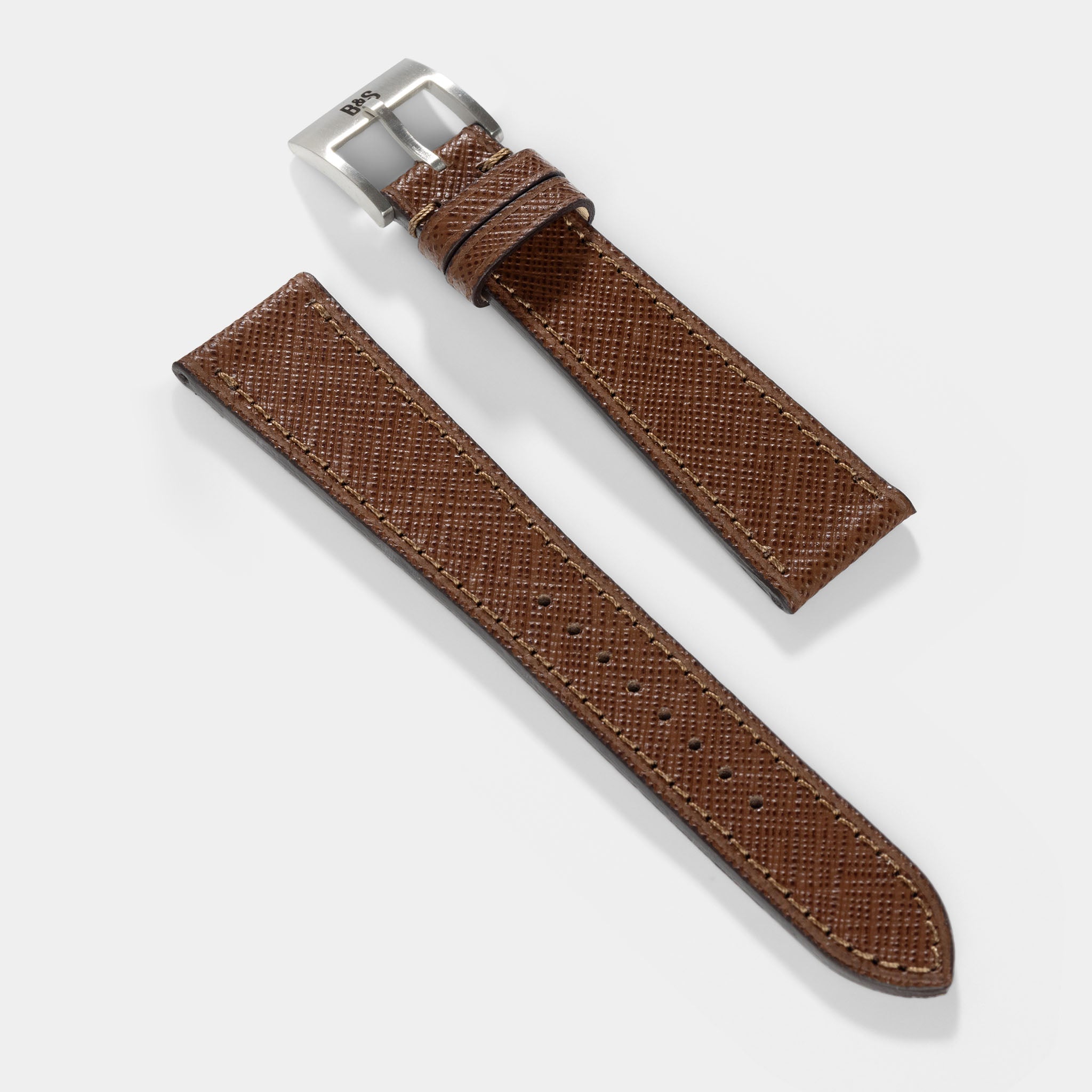 Saffiano Brown Leather Watch Strap