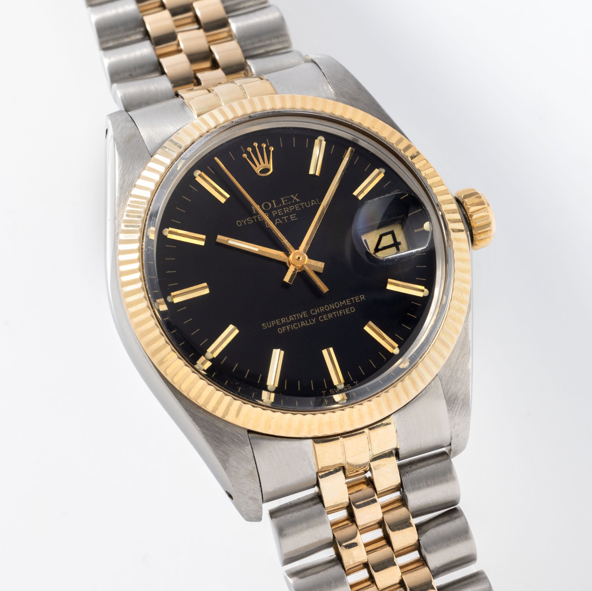 Rolex Oyster Perpetual Date 1505 Stahl Gold Mit Schwarzem Zifferblatt