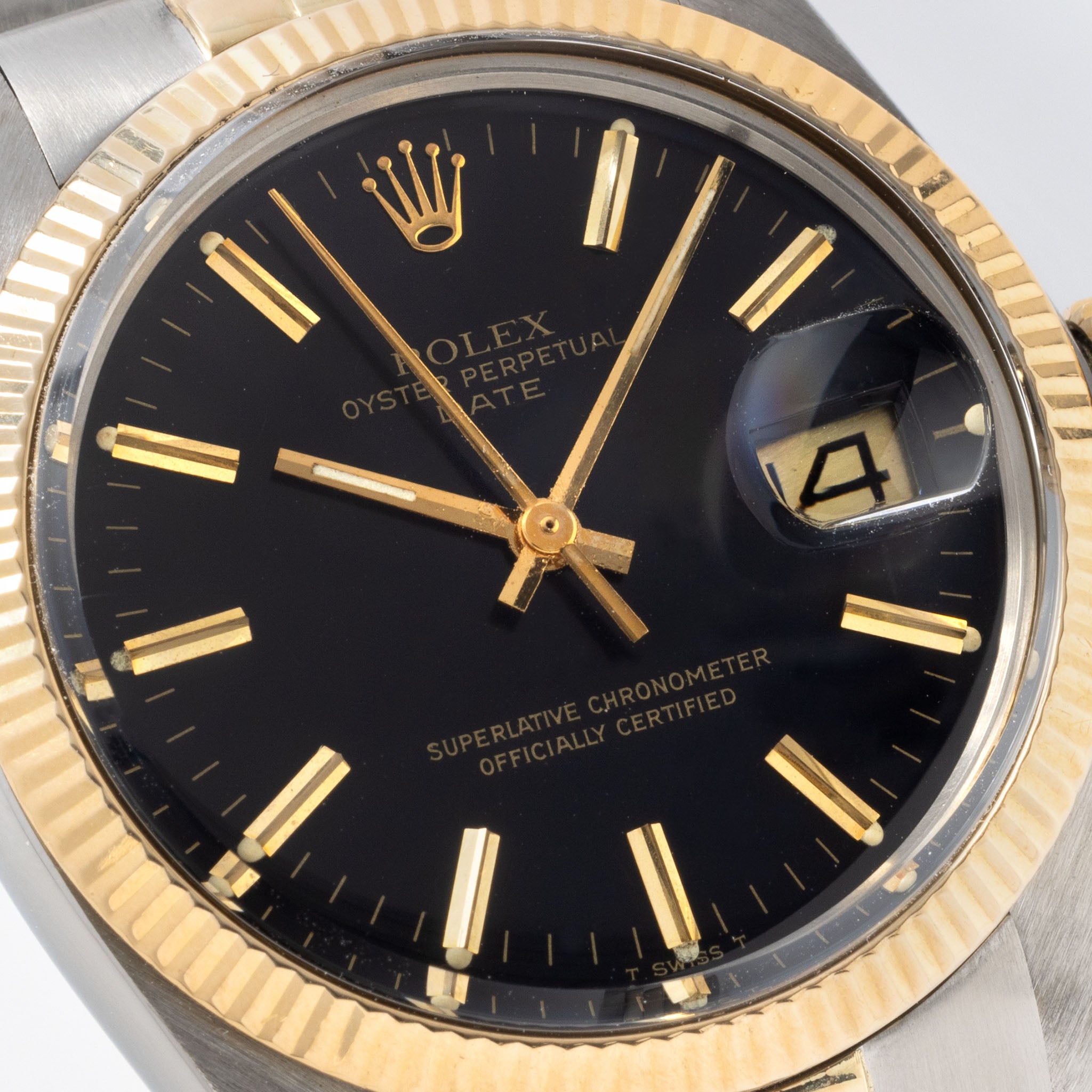 Rolex Oyster Perpetual Date 1505 Stahl Gold Mit Schwarzem Zifferblatt