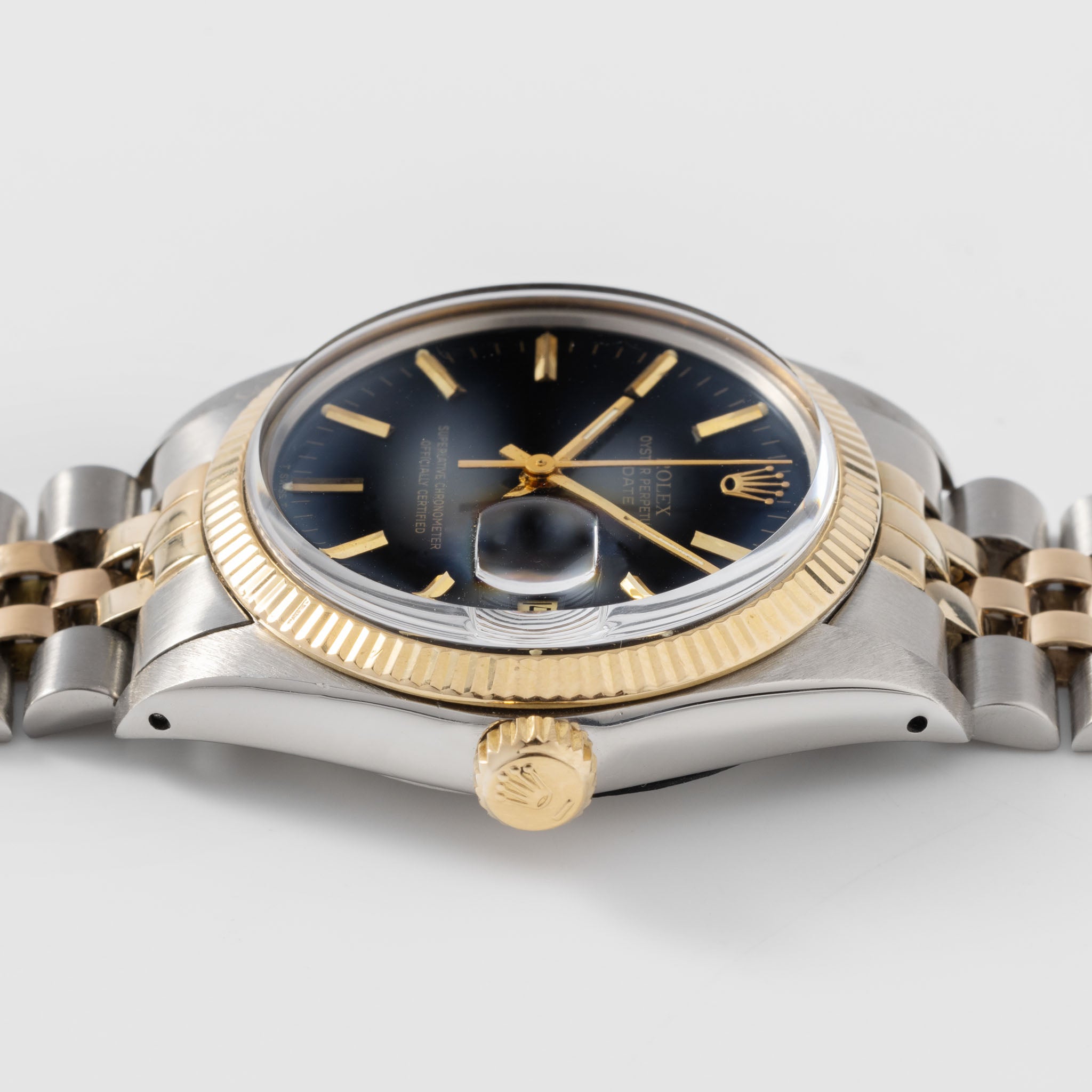 Rolex Oyster Perpetual Date 1505 Stahl Gold Mit Schwarzem Zifferblatt