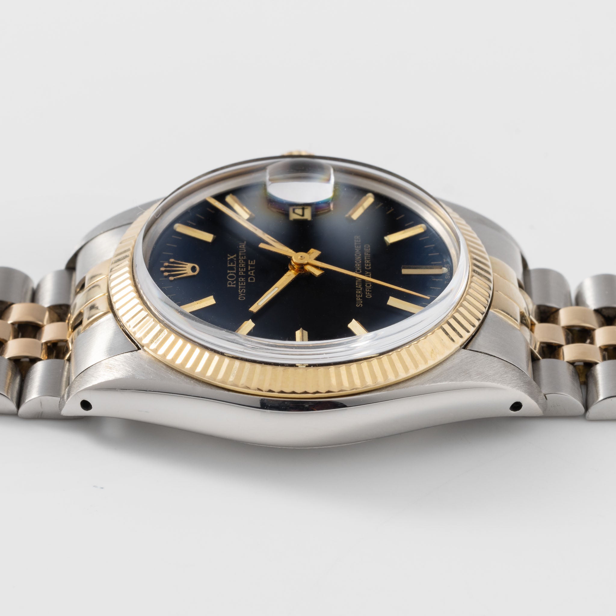 Rolex Oyster Perpetual Date 1505 Stahl Gold Mit Schwarzem Zifferblatt