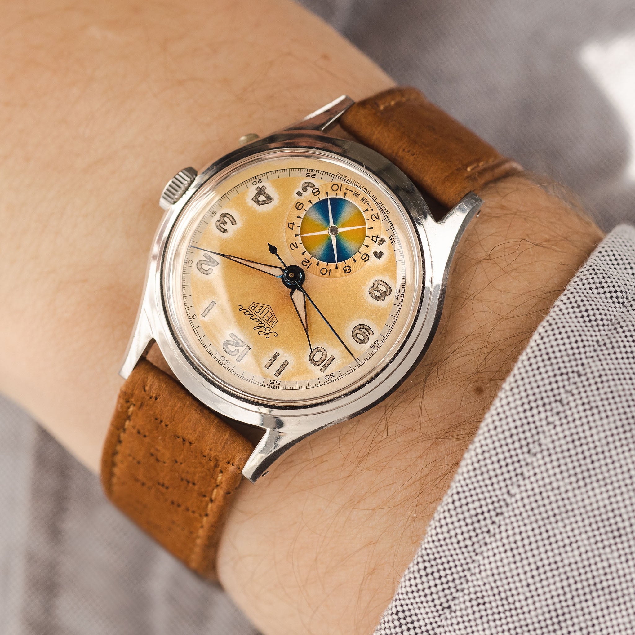 Heuer Solunar Erste Generation In Stahl