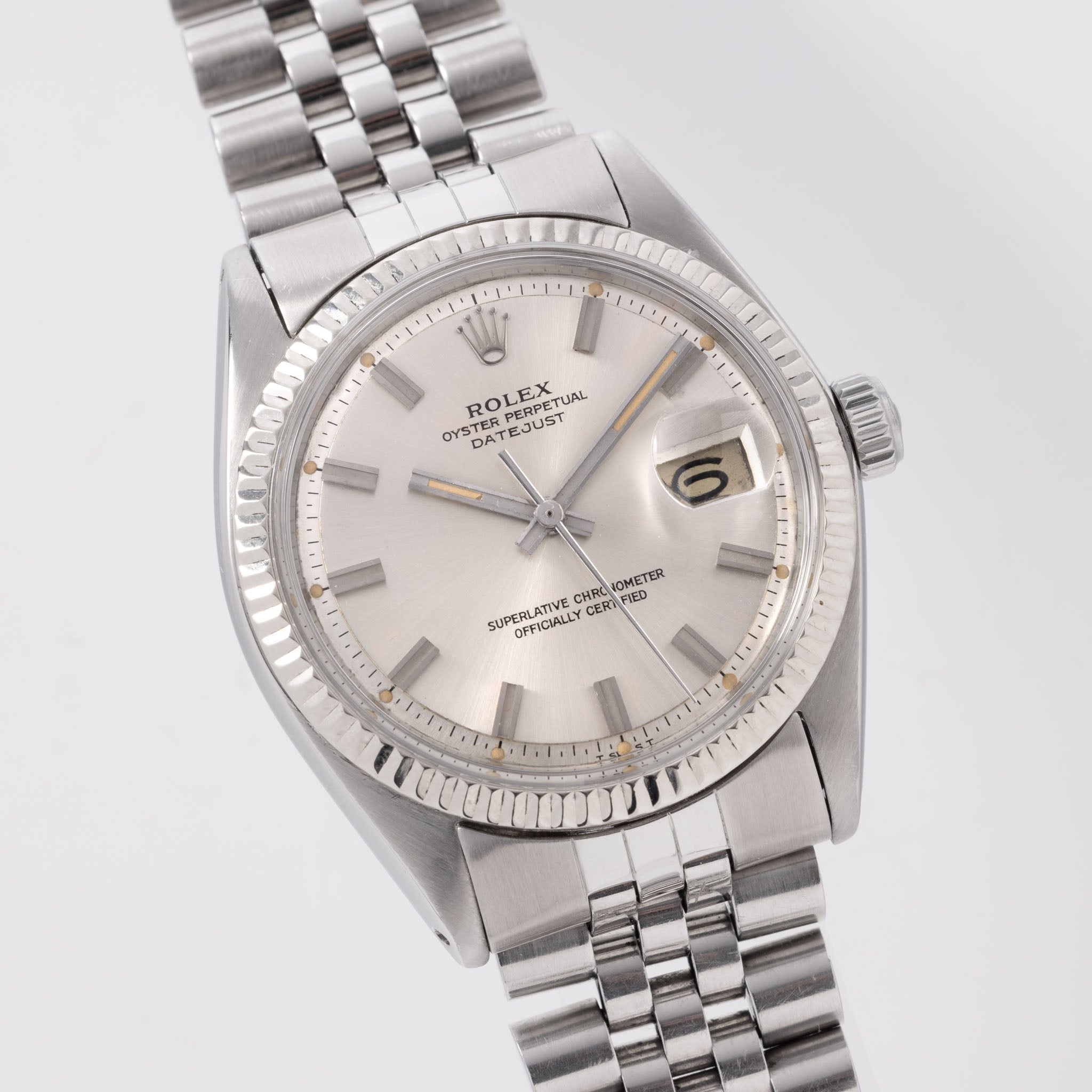 Rolex Datejust 1601 Silbernes Wide Boy Zifferblatt