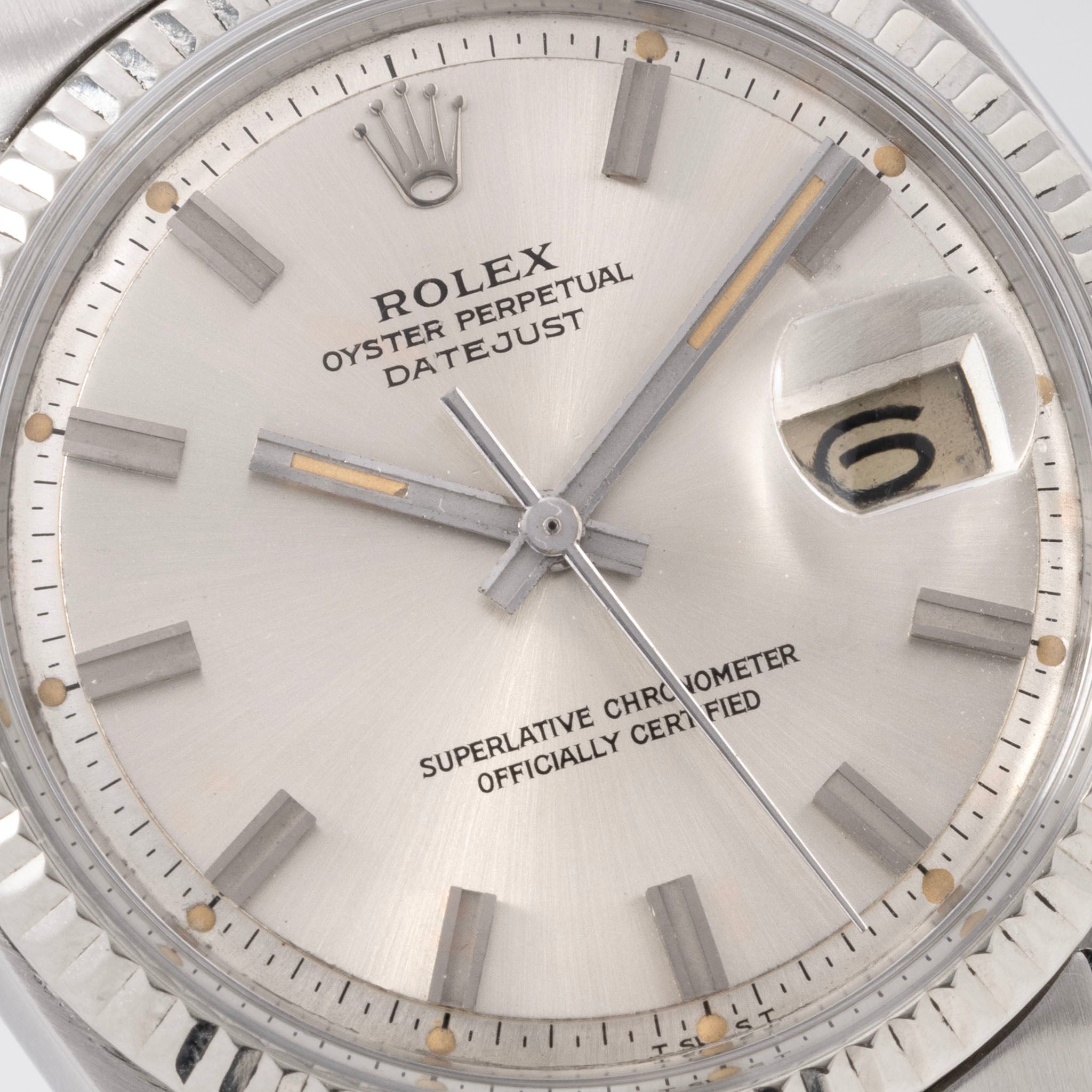 Rolex Datejust 1601 Silbernes Wide Boy Zifferblatt