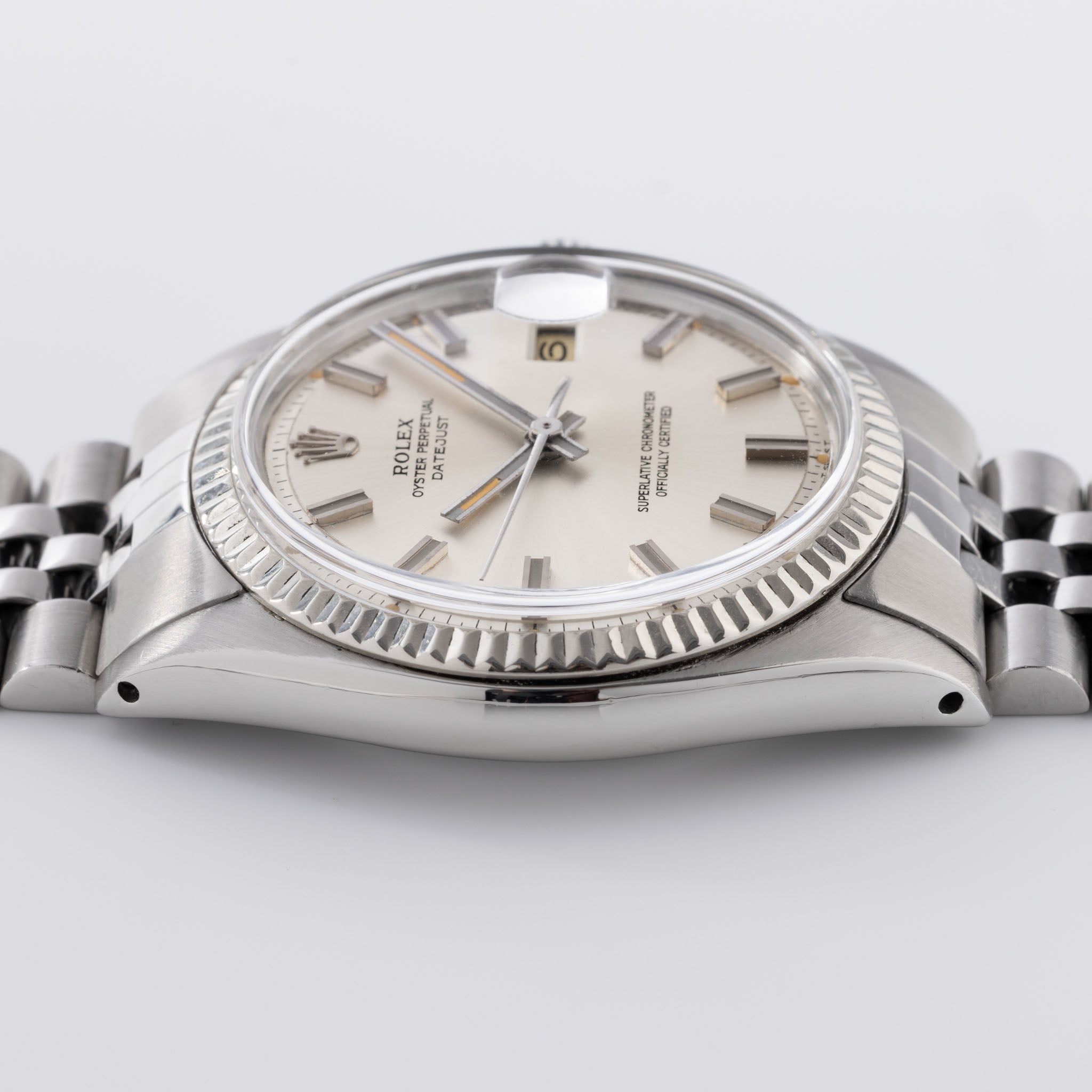 Rolex Datejust 1601 Silbernes Wide Boy Zifferblatt