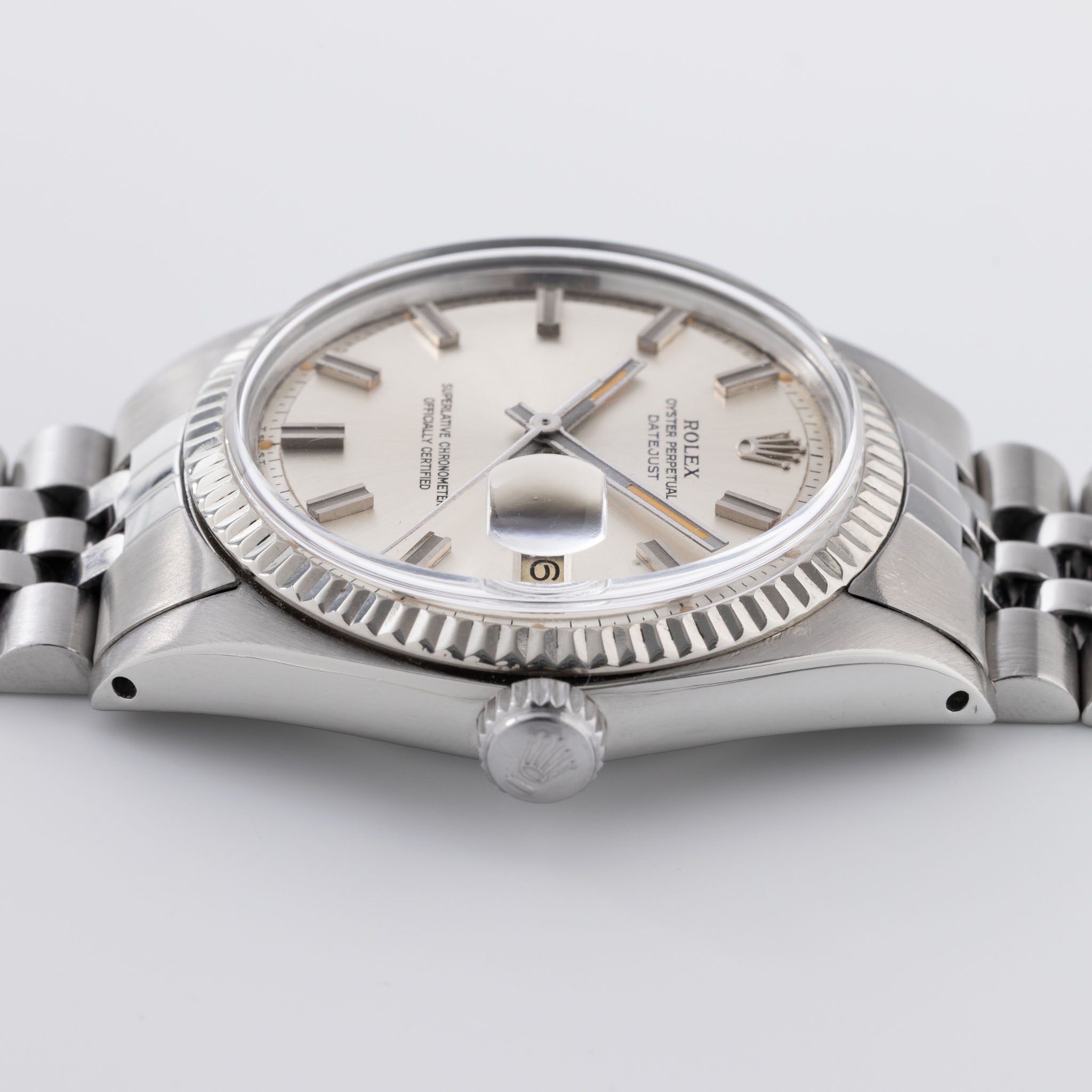 Rolex Datejust 1601 Silbernes Wide Boy Zifferblatt