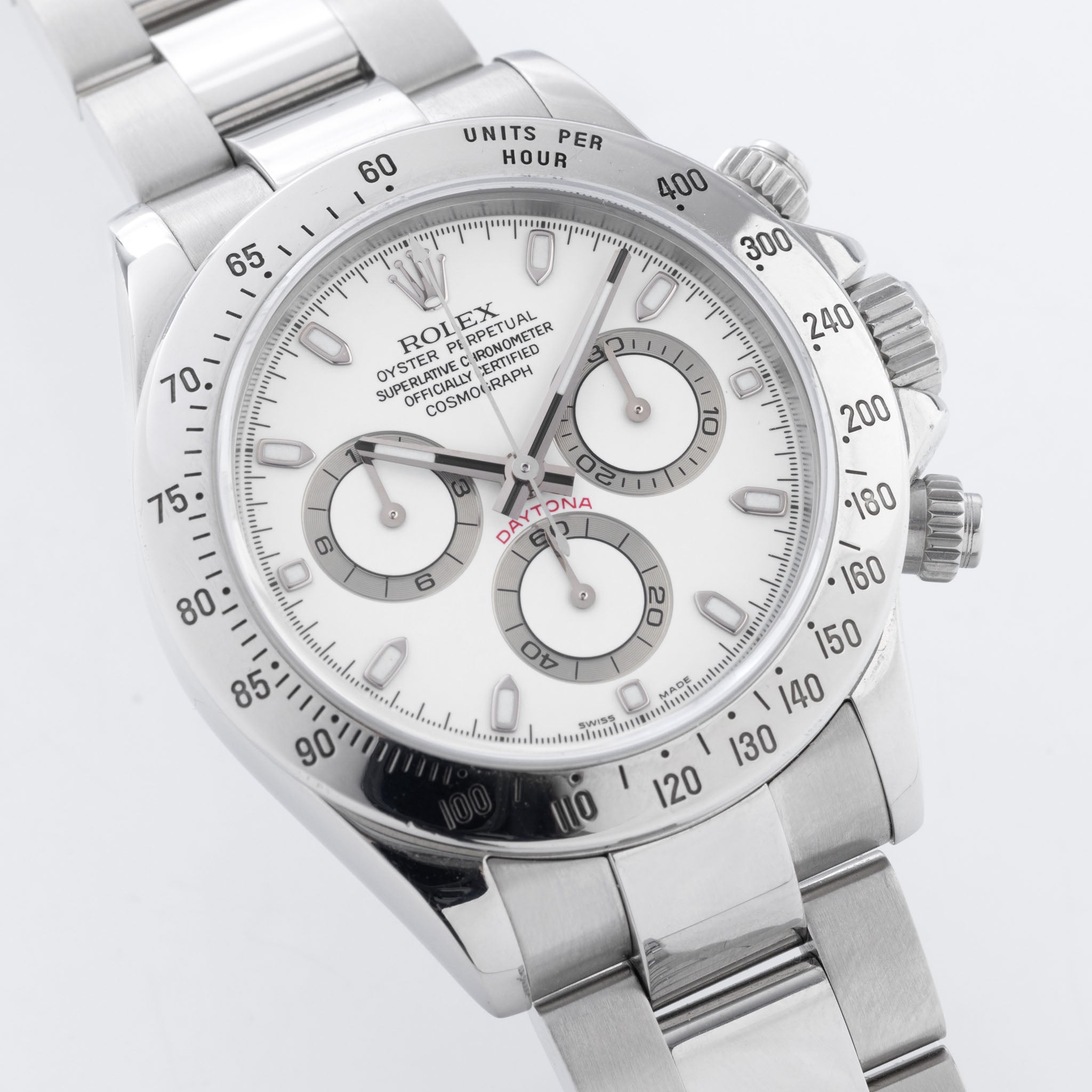 Rolex Cosmograph Daytona 116520 Weißes Zifferblatt mit Box und Papiere