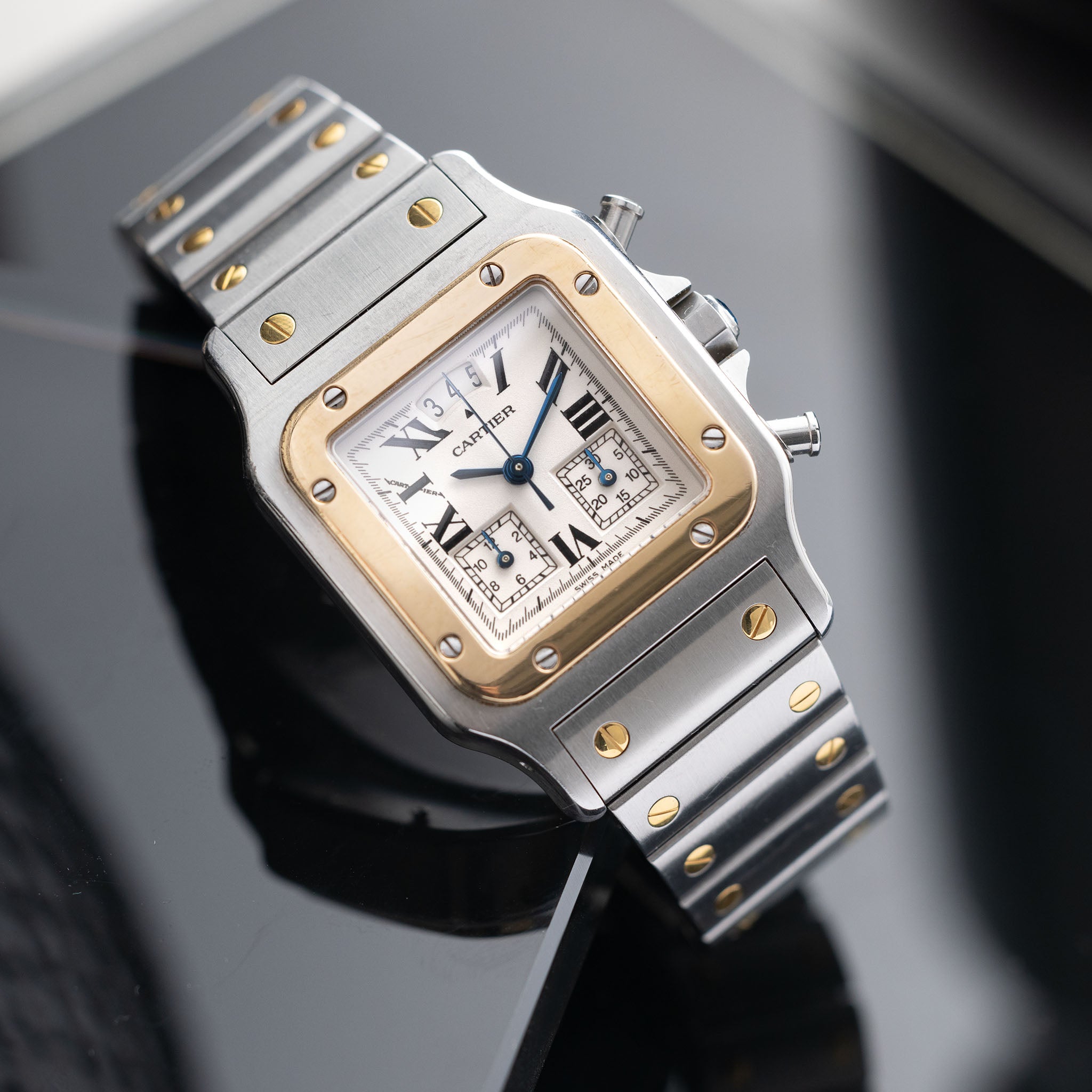 Cartier Santos Galbee chronoflex 2425 Stahl Gold Bicolor