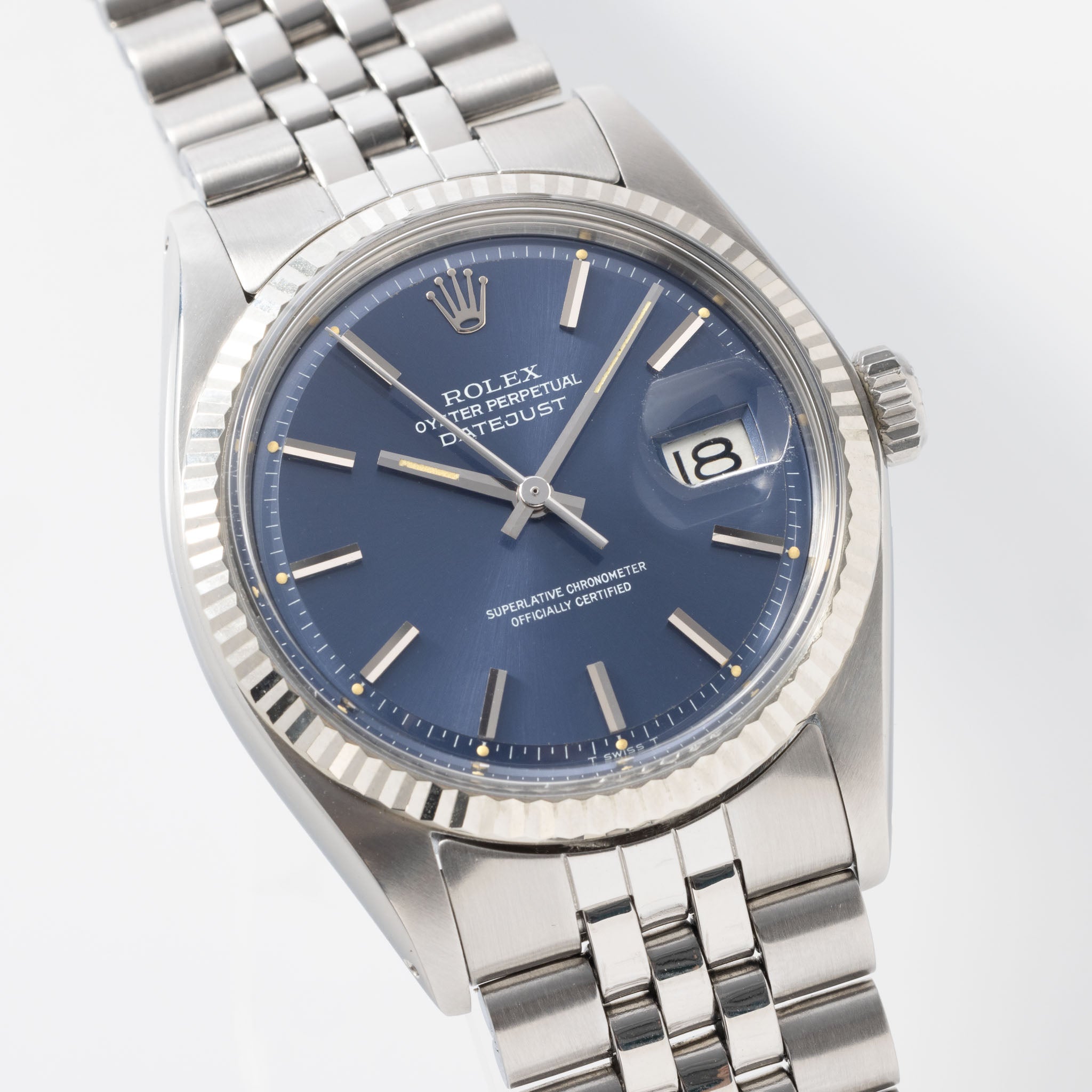 Rolex Datejust 1601 blaues Zifferblatt mit Papieren