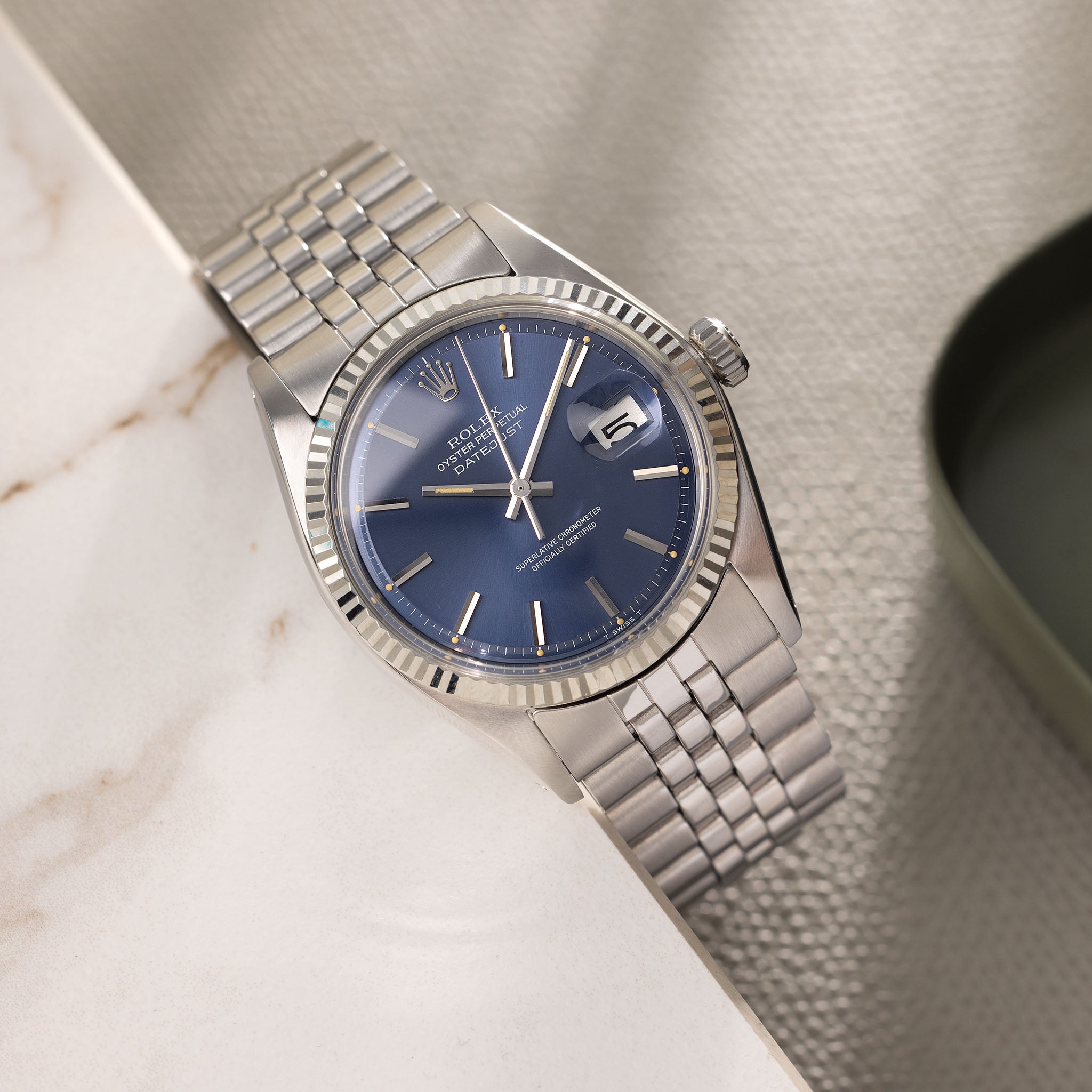 Rolex Datejust 1601 blaues Zifferblatt mit Papieren