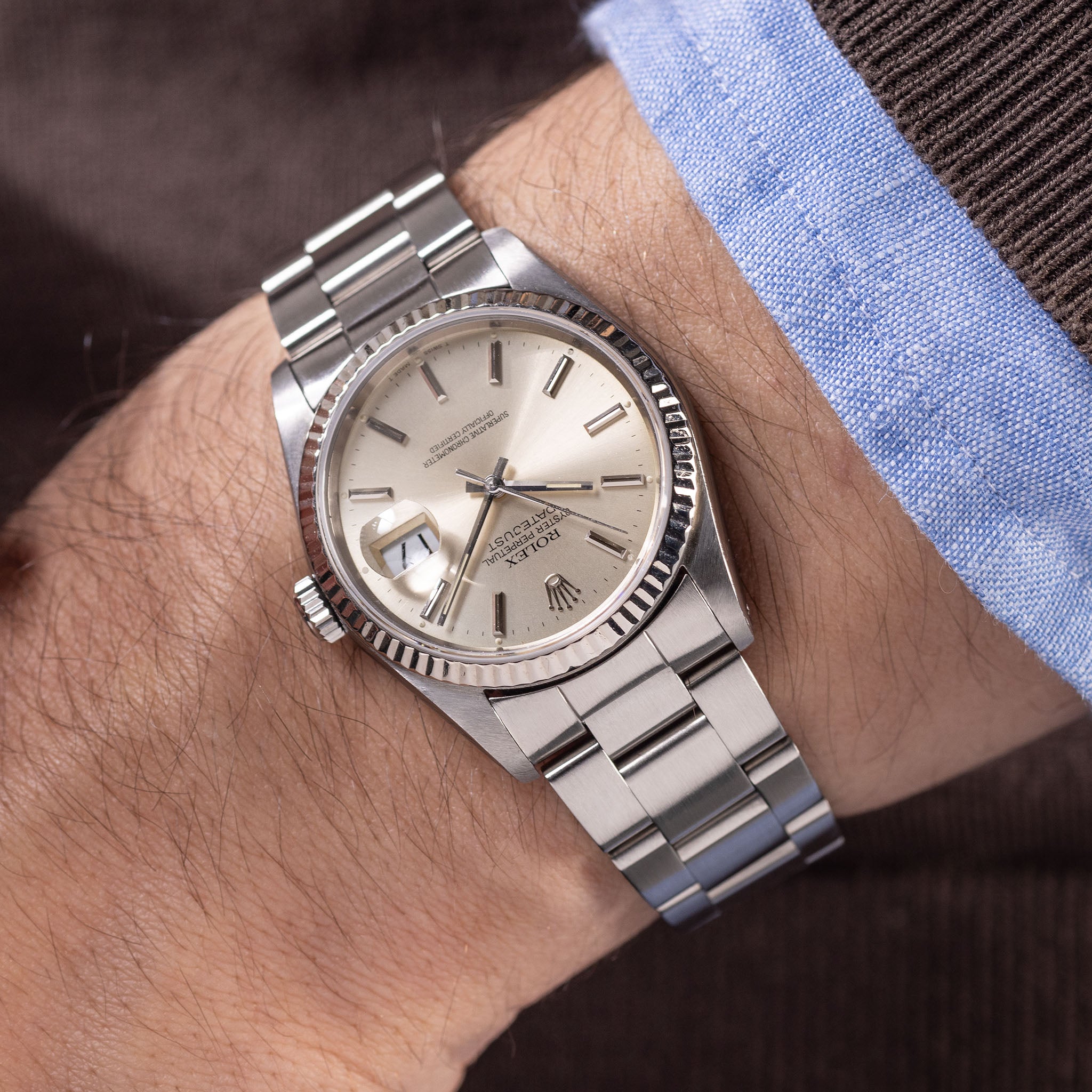 Rolex Datejust 16234 silver soleil