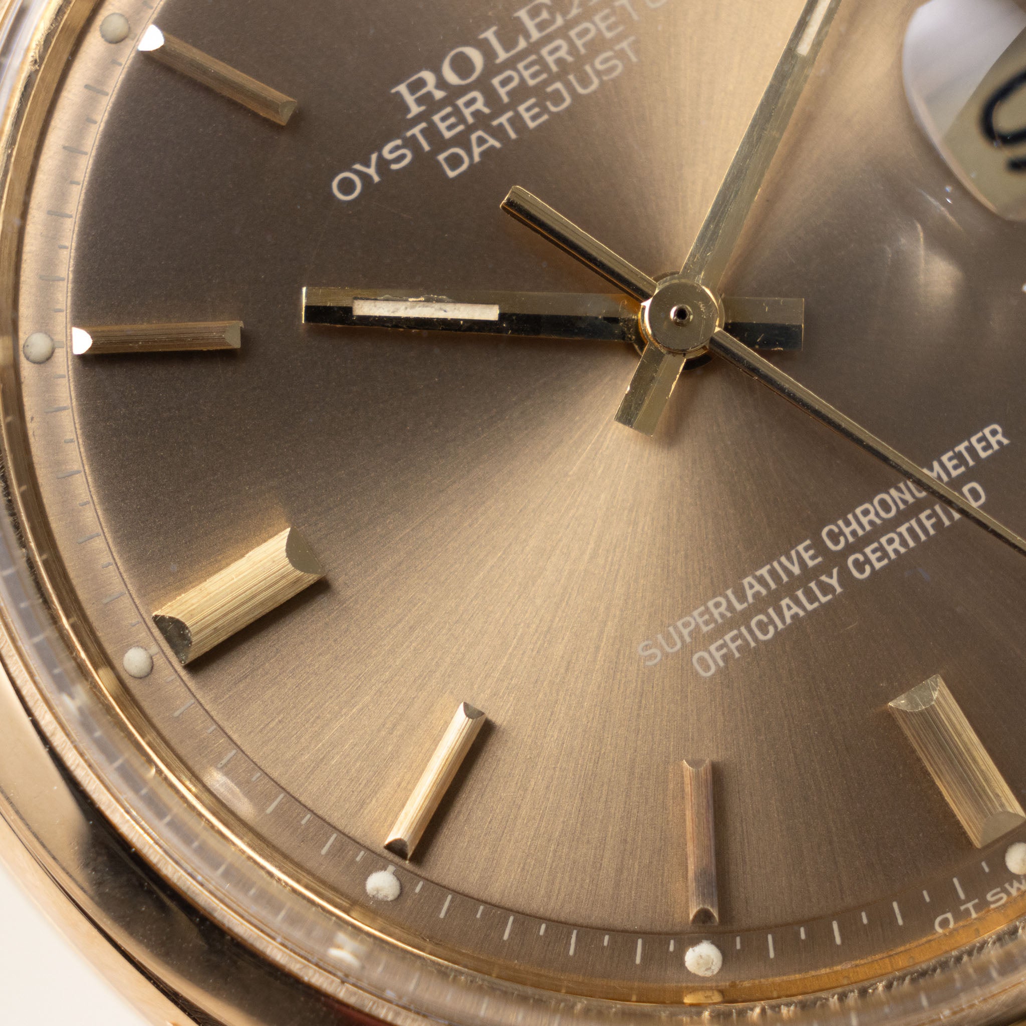 Rolex Datejust Referenz 1600/8 mit Cappuccino Zifferblatt in 18 Karat Gold