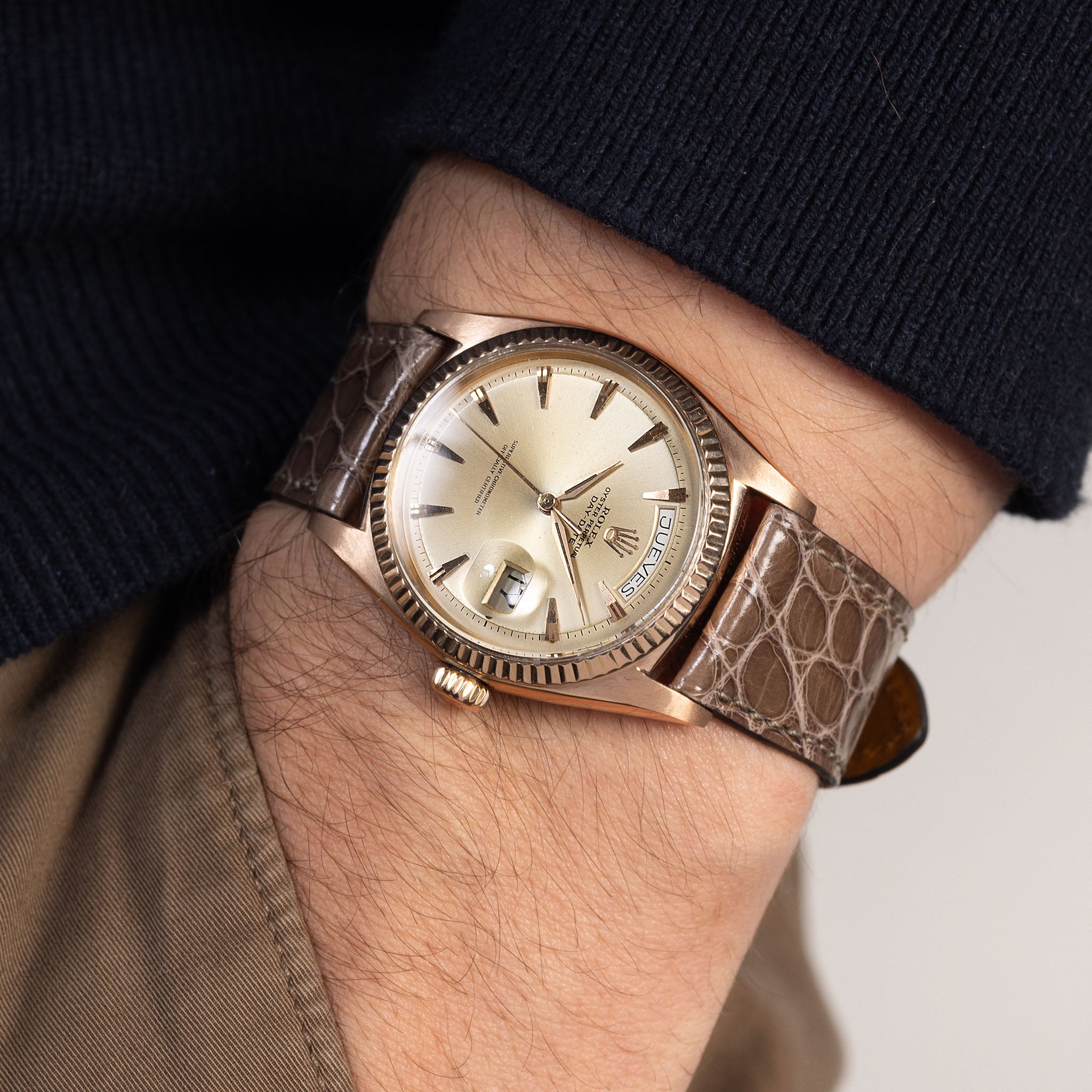 Rolex Day-Date 1803 Roségold mit seltenem "Claw Index" Zifferblatt
