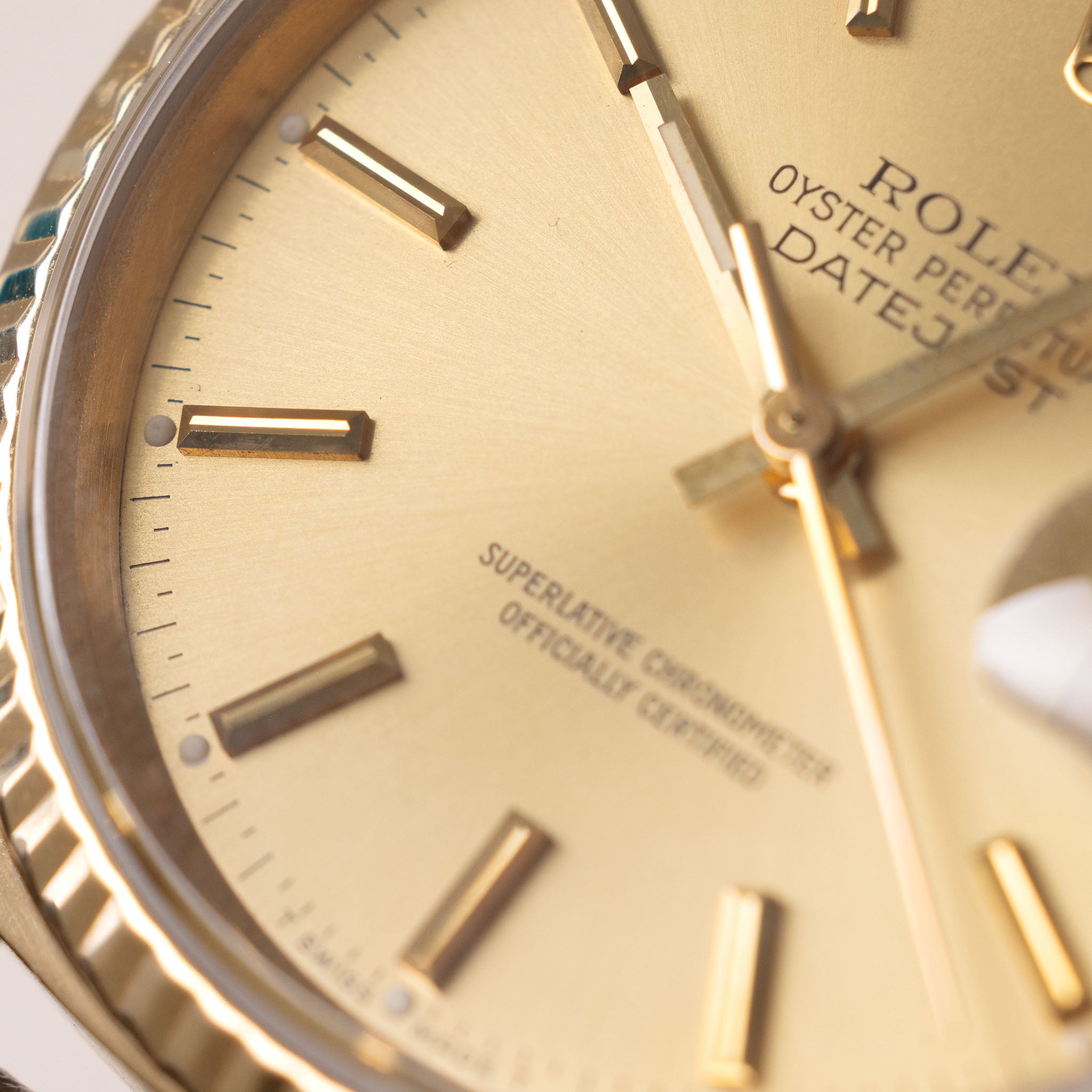 Rolex Datejust Ref 16018 Yellow Gold Champagne Dial