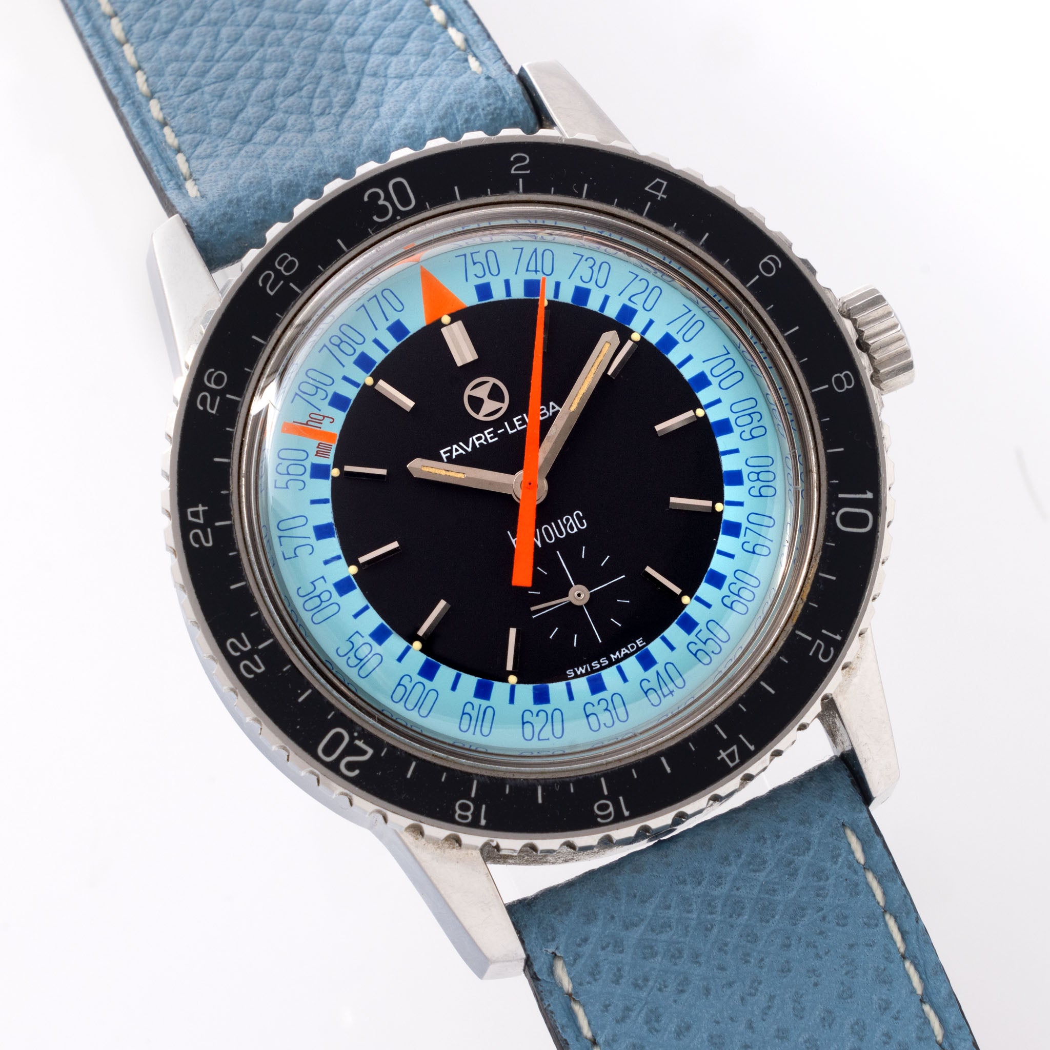 Favre Leuba Bivouac Blue Dial Altimeter Wristwatch Ref 53223