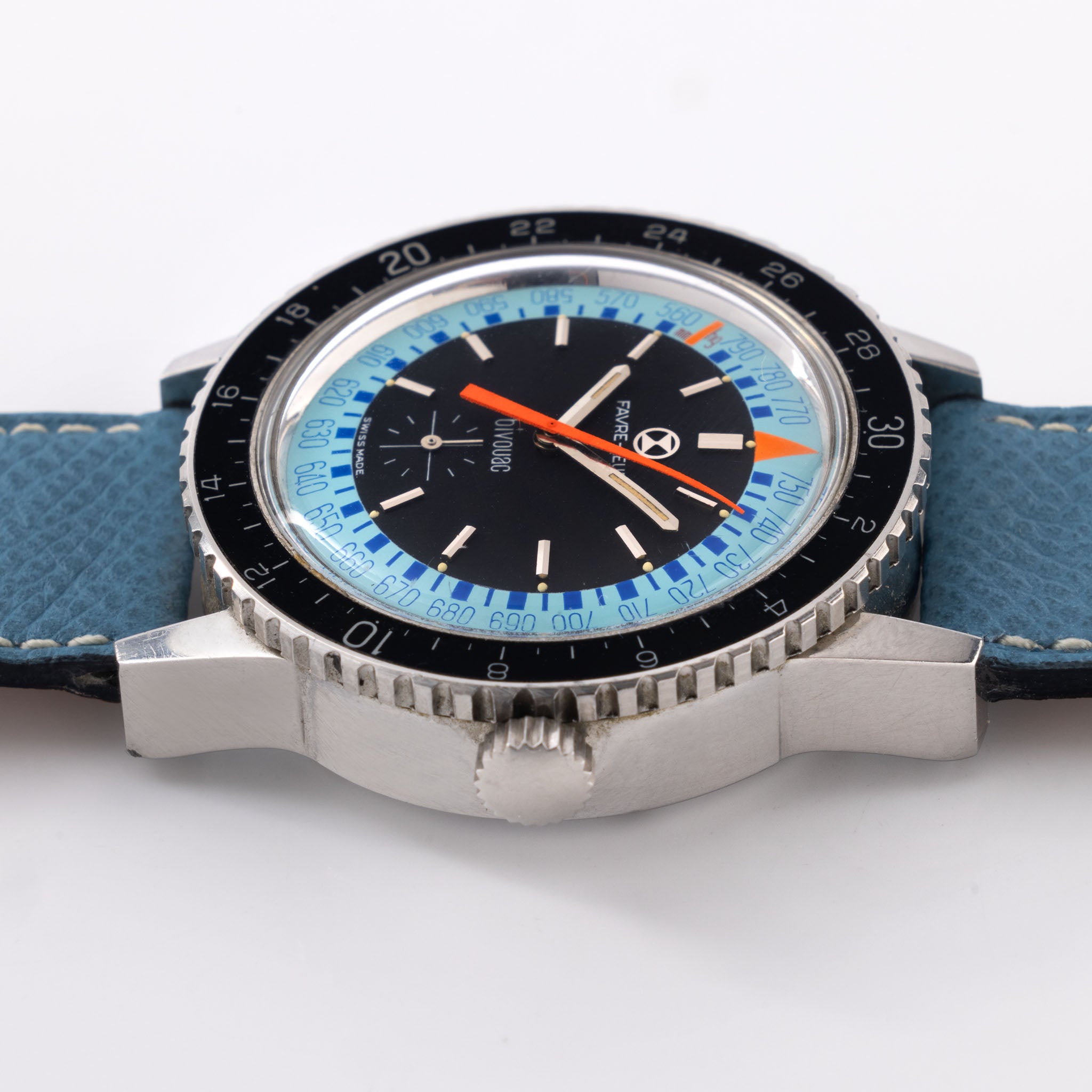 Favre Leuba Bivouac Blue Dial Altimeter Wristwatch Ref 53223