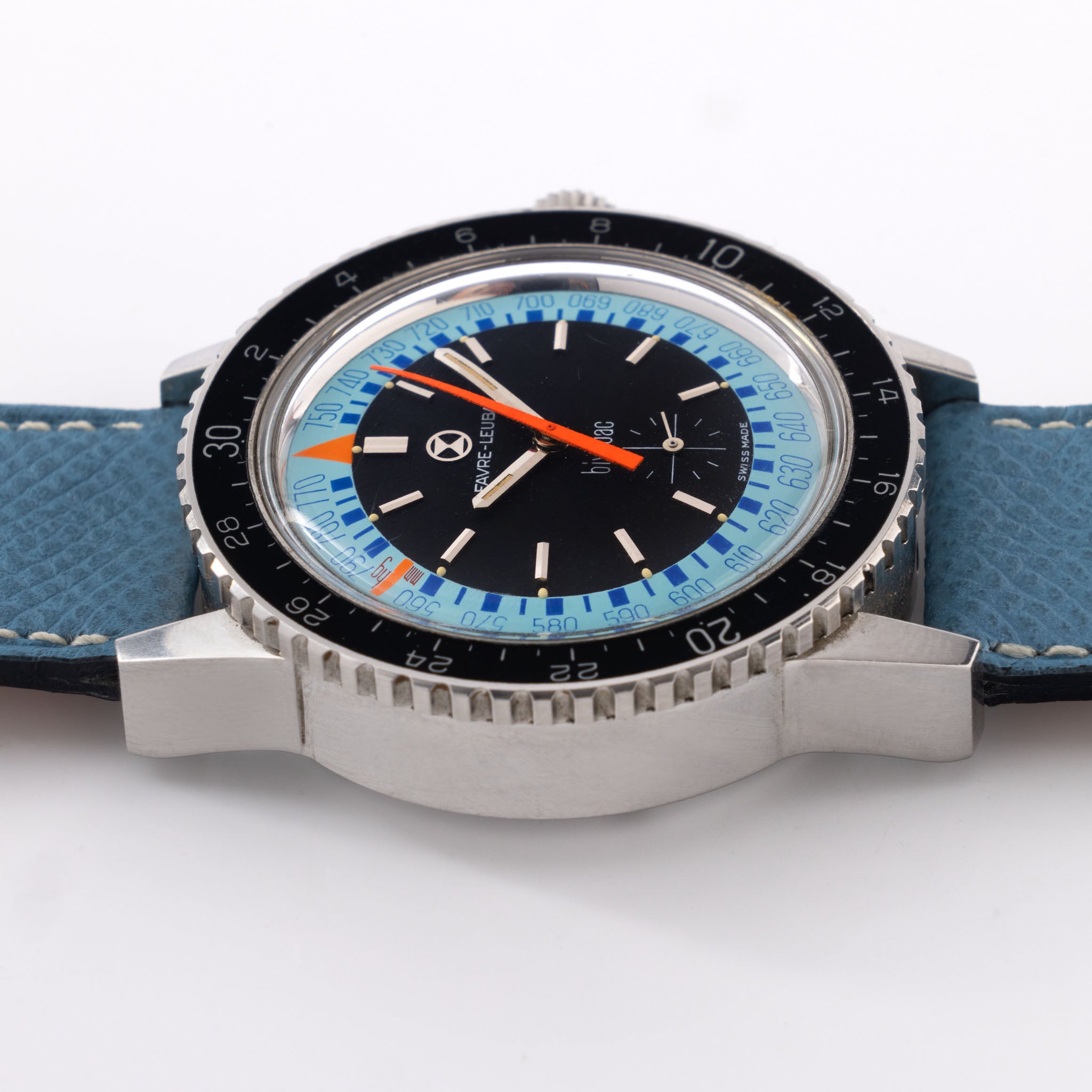 Favre Leuba Bivouac Blue Dial Altimeter Wristwatch Ref 53223