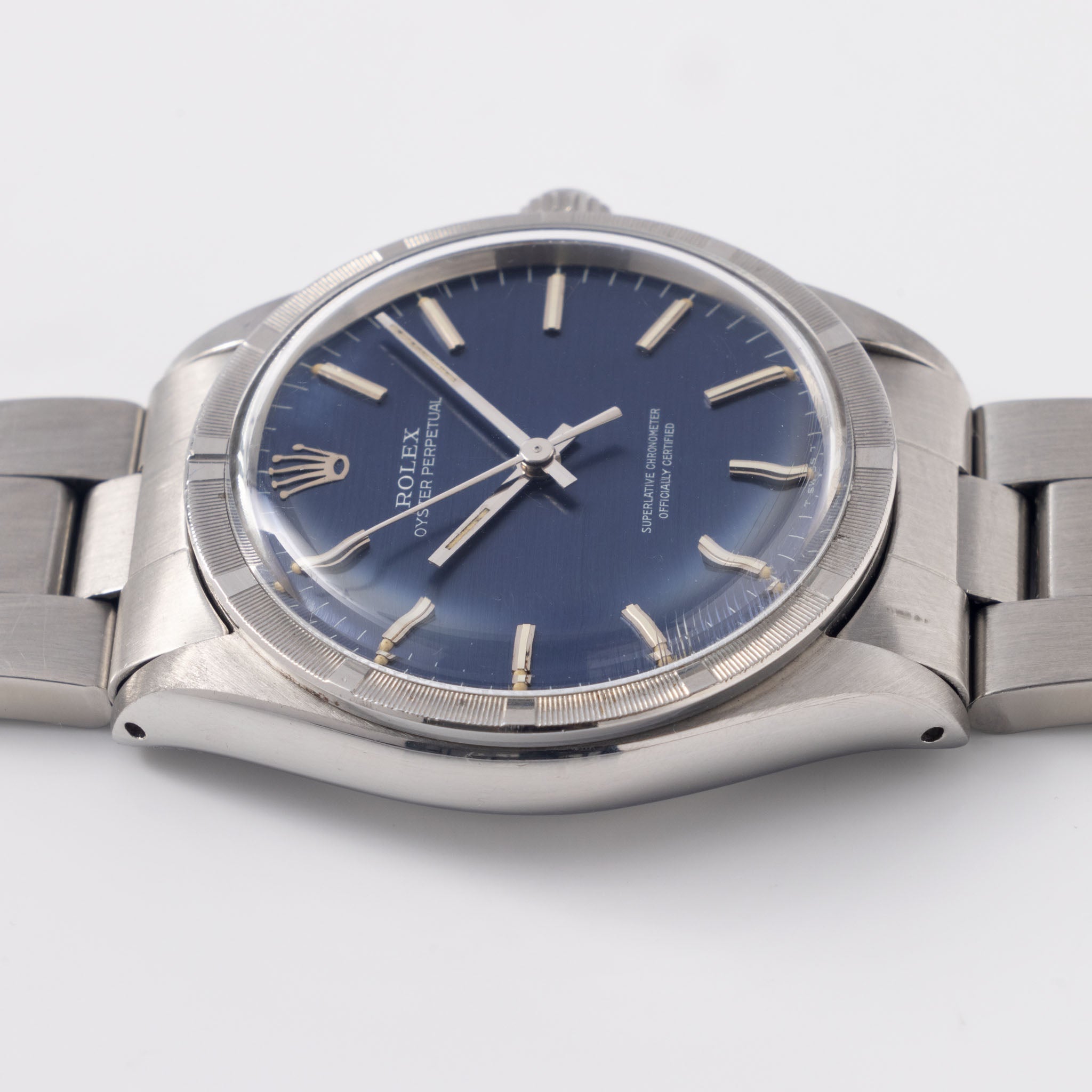 Rolex Oyster Perpetual Blue Horizontal Brushed Dial Ref 1007