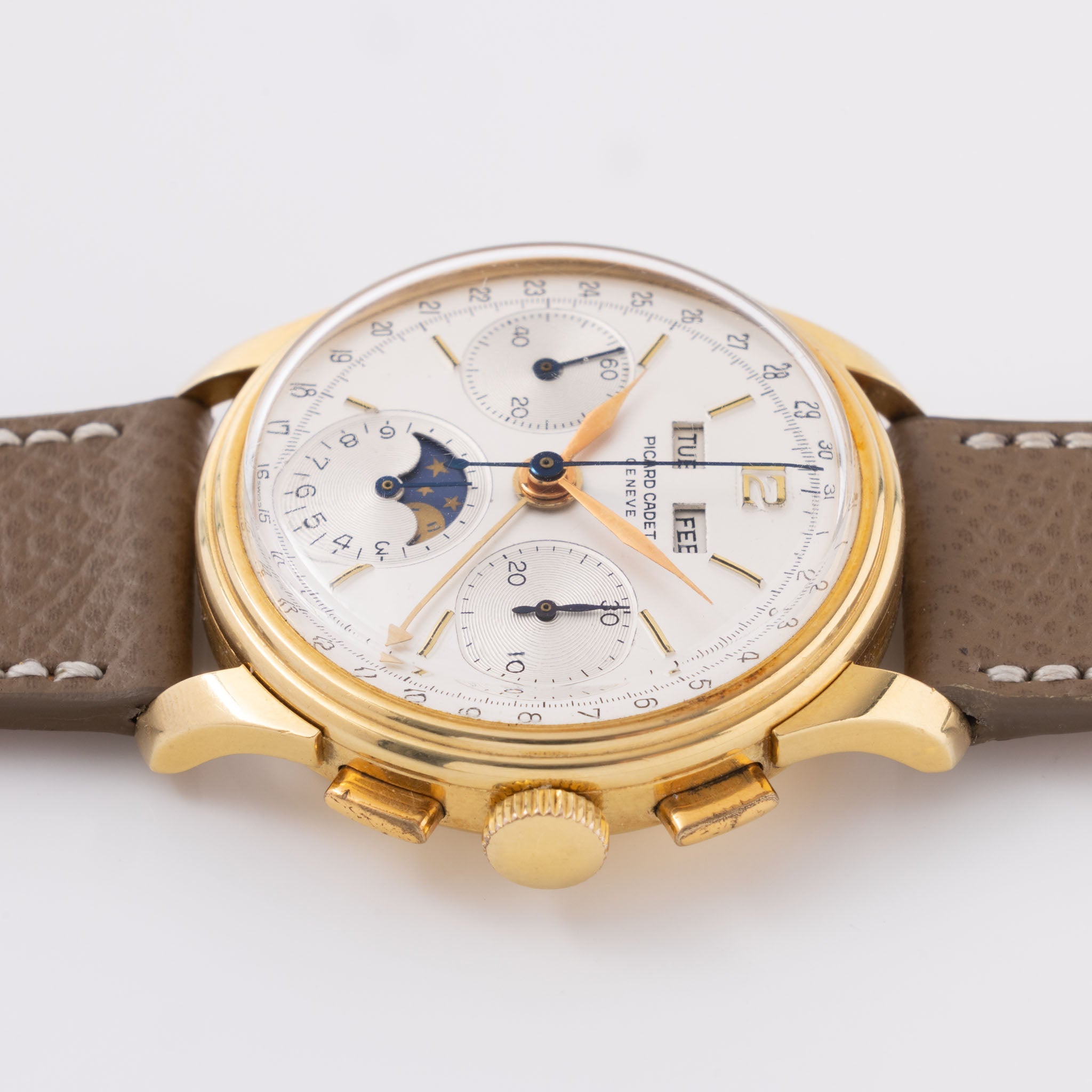 Picard Cadet Triple Date Moonphase 18k Yellow Gold Valjoux 88