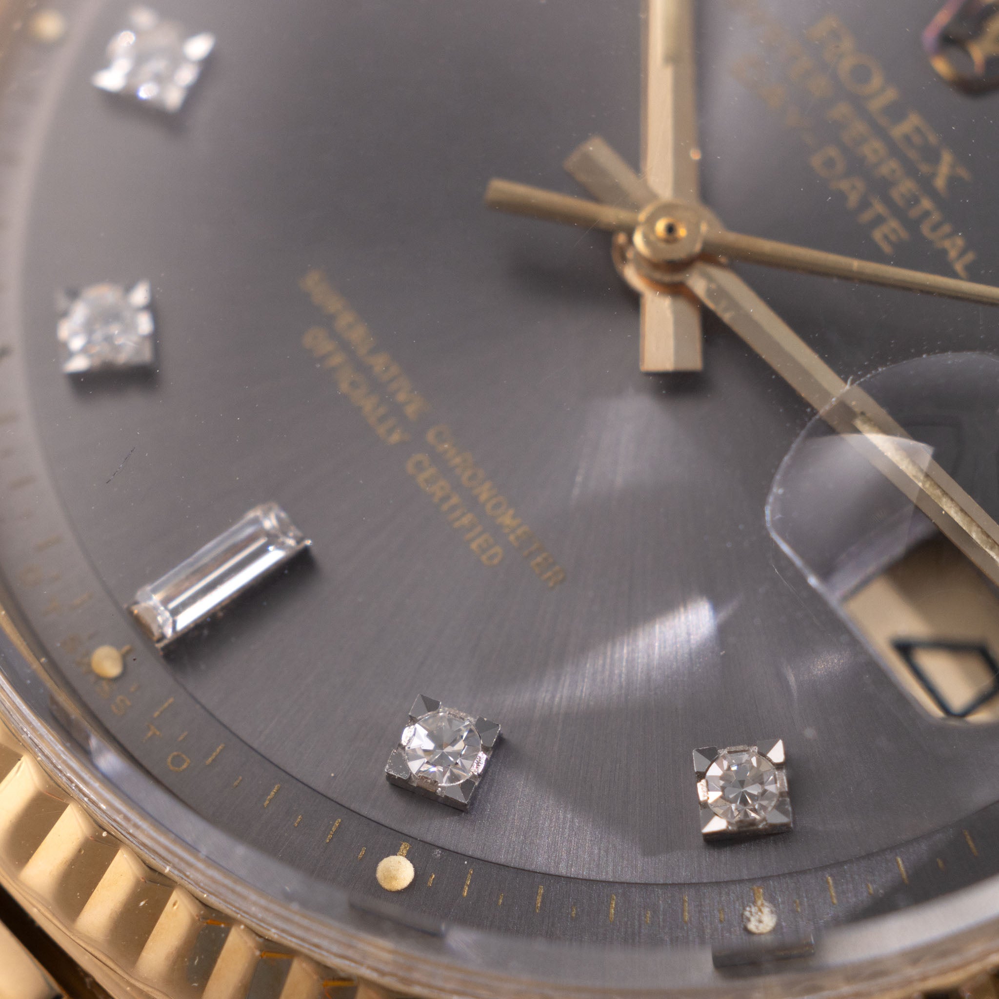 Rolex Day-Date Rare Grey Soleil Diamond Dial in 18k Yellow Gold Ref. 1803