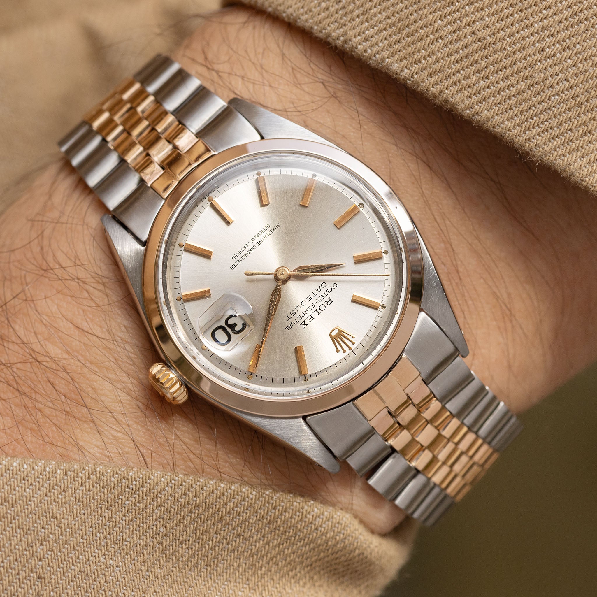 Rolex Datejust Silver Dial Steel and Rose Gold Ref. 1600