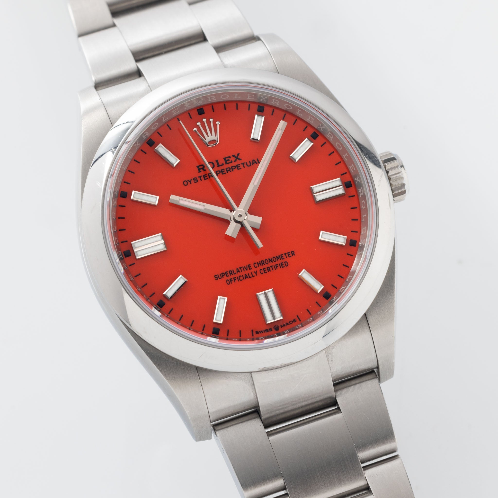 Rolex Oyster Perpetual "Coral" Red Dial Full Set Ref 126000