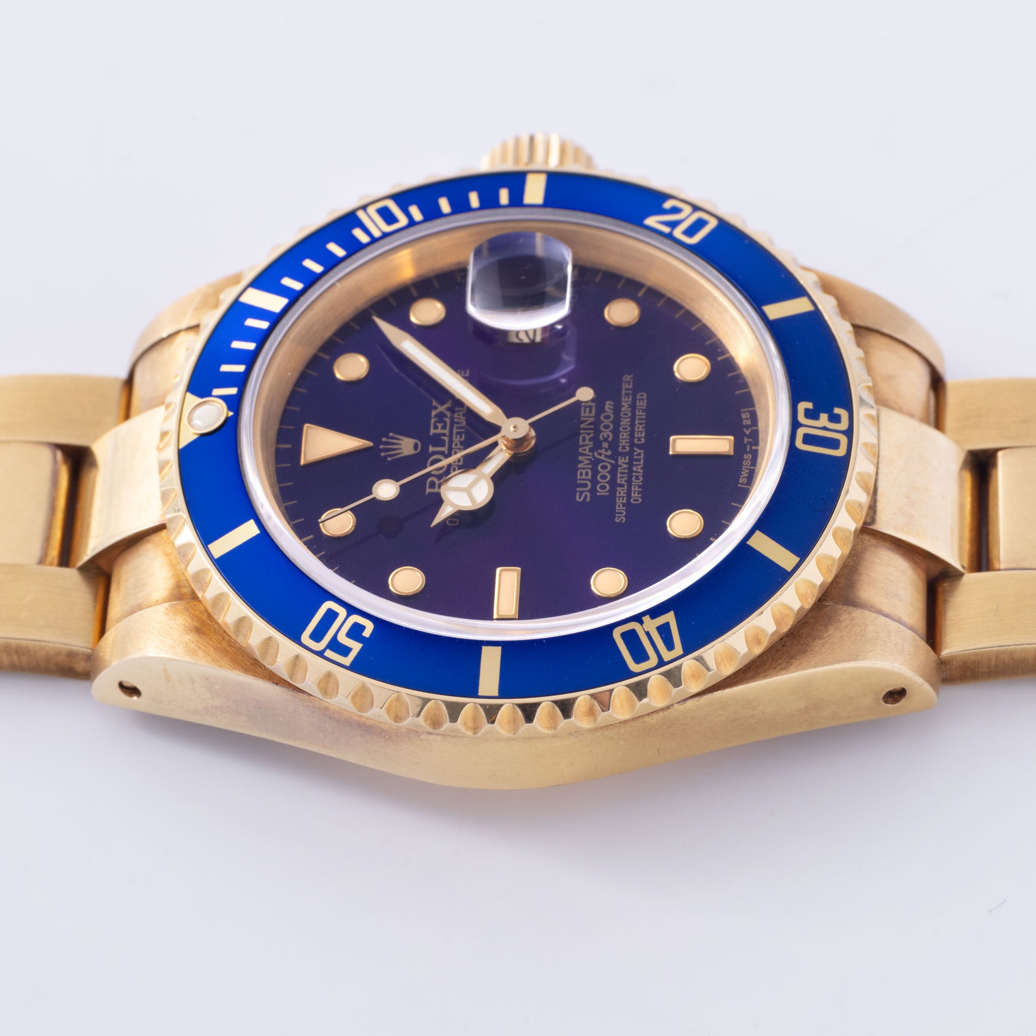 Rolex Submariner "Purple Dial" Ref. 16618 in 18k Yellow Gold with Original Warranty Paper