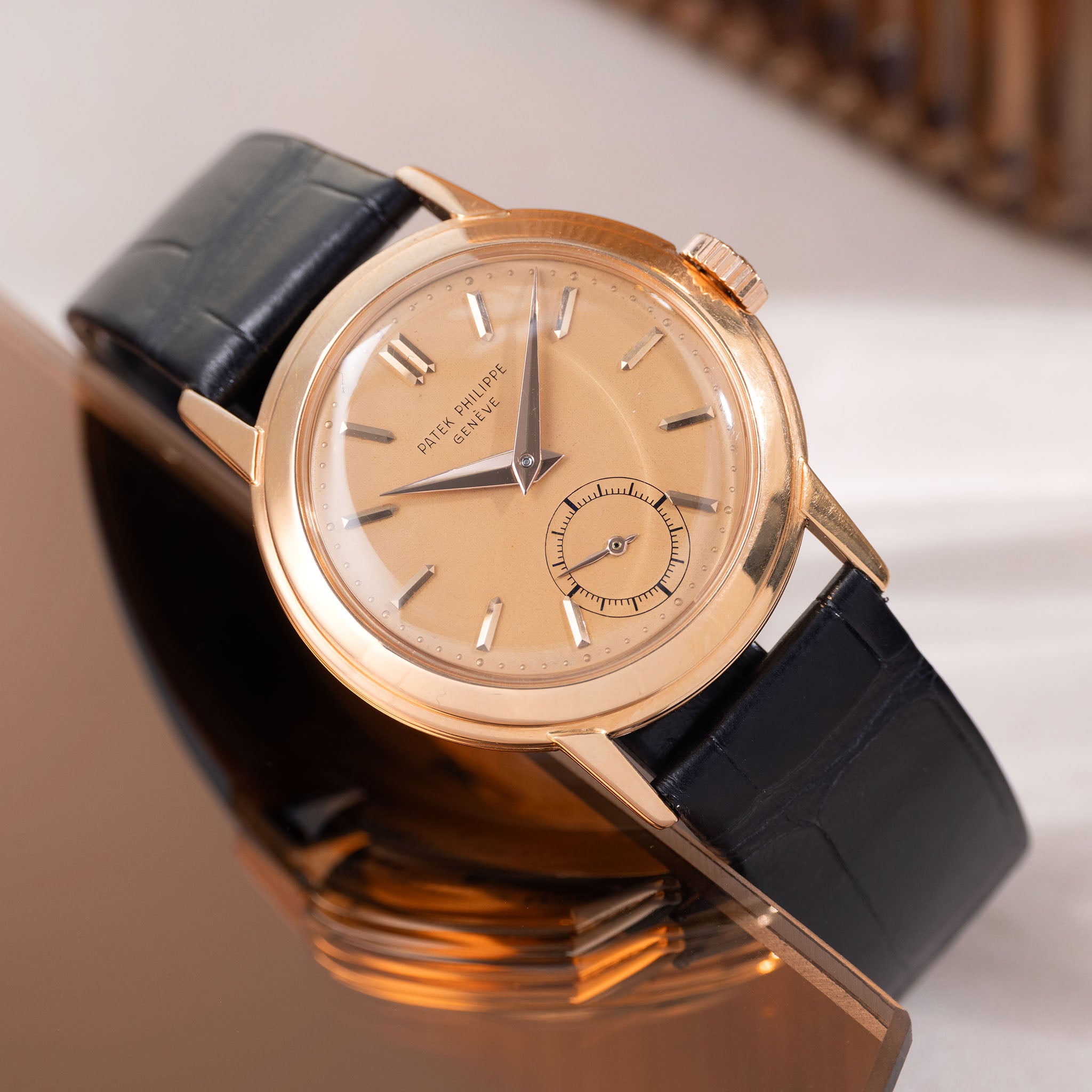 Patek Philippe Calatrava in 18k Rose Gold Ref. 2455R Padellone Salmon Dial and Patek Service