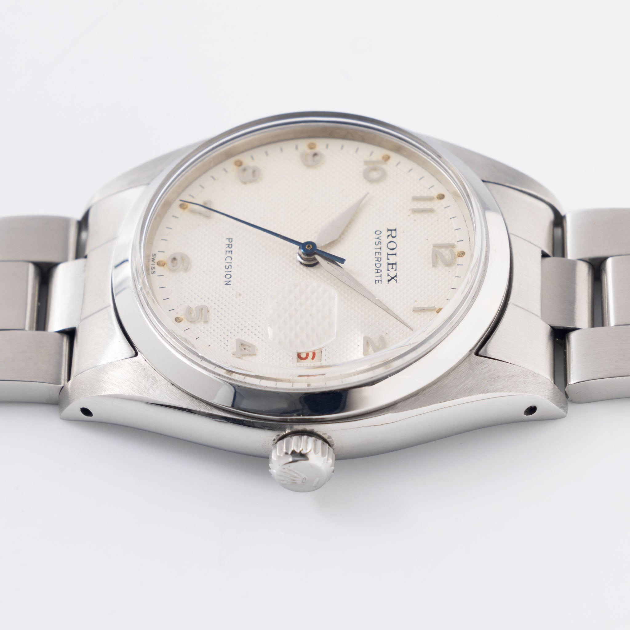 Rolex Oysterdate Precision Arabic Numerals White Waffle Dial Ref. 6494