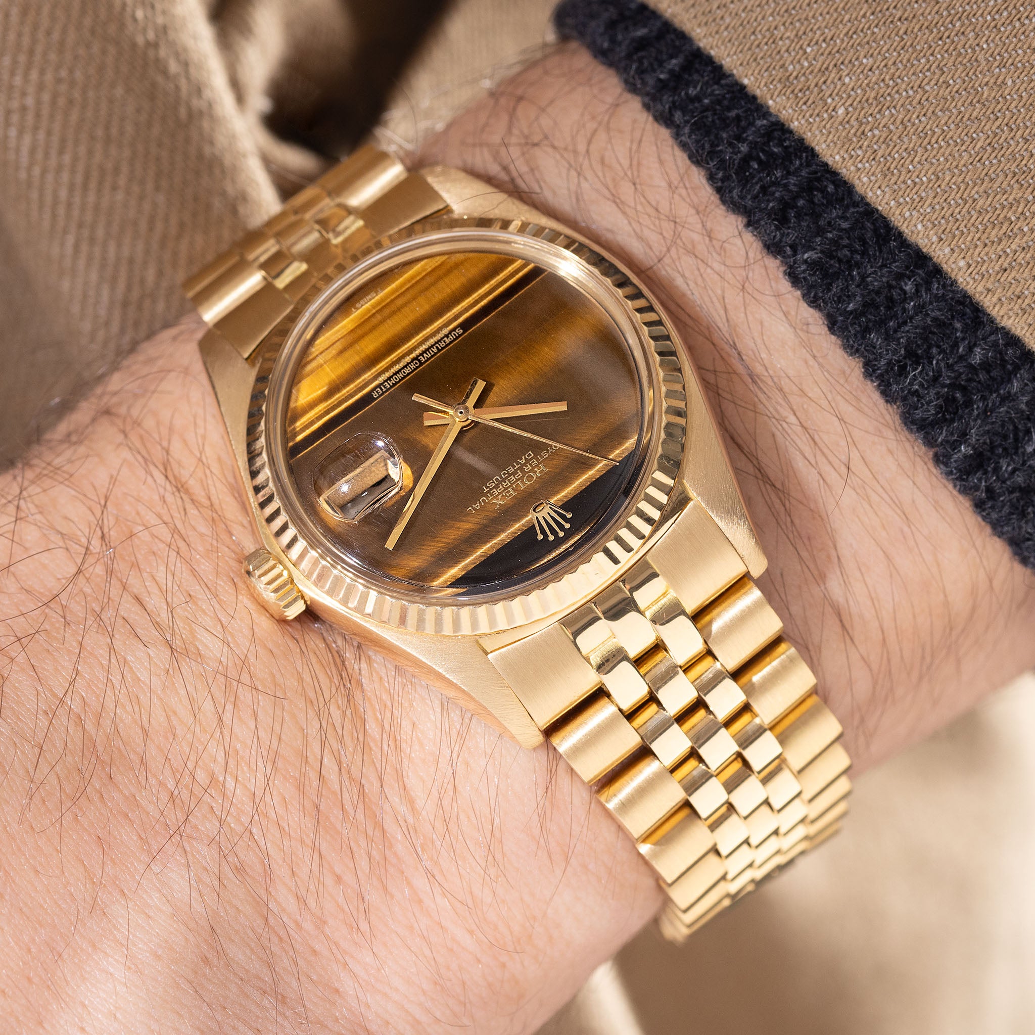 Rolex Datejust 1601/8 Tiger Eye Stone Dial in 18k Yellow Gold