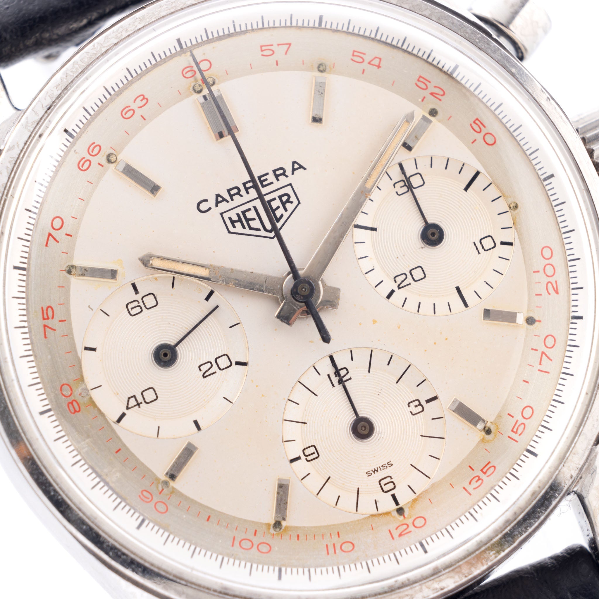 Heuer Carrera 12 Silver Dial "Red Tachy" Ref. 2447