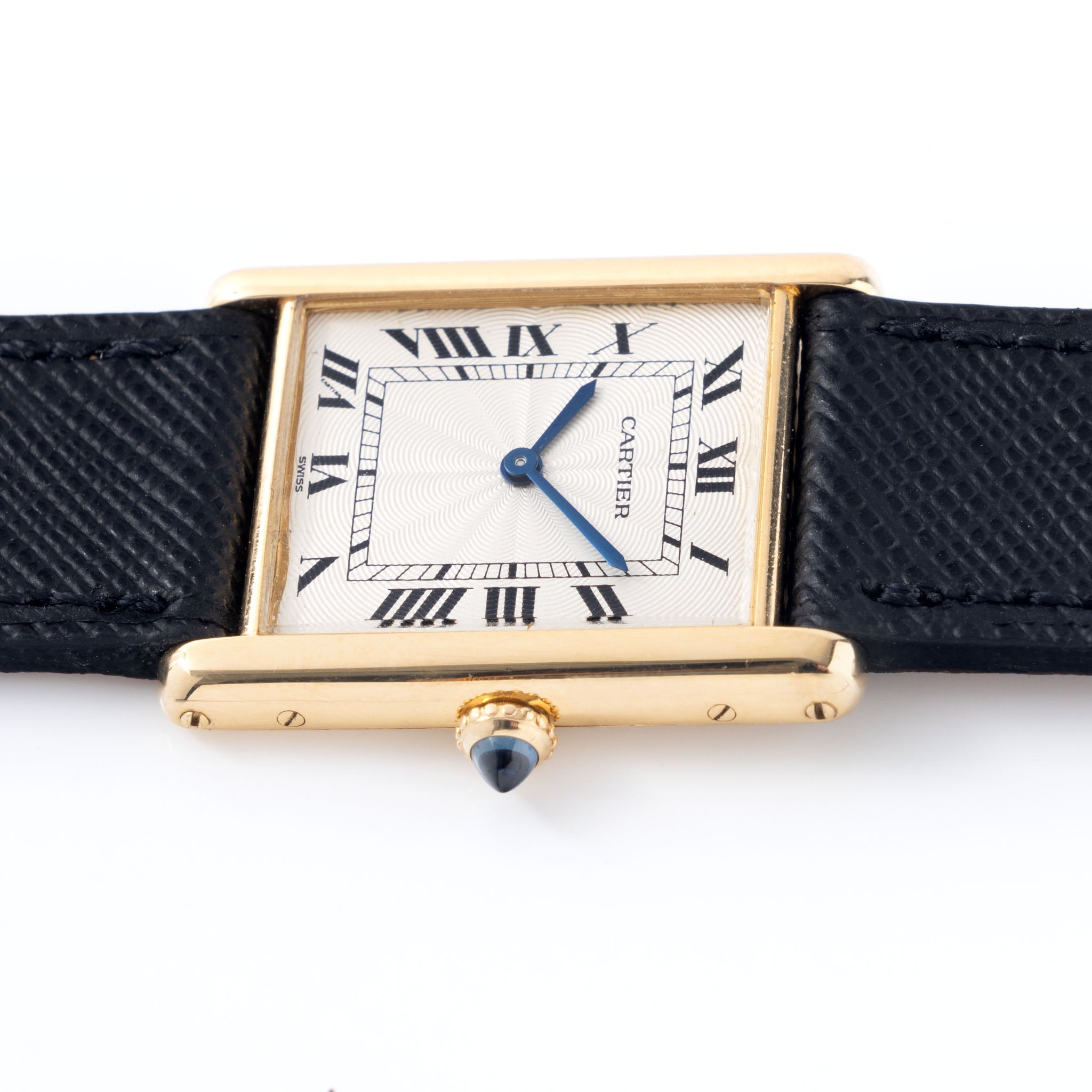 Cartier Tank Louis Manual Wound Ultra Thin in 18K Yellow Gold Silver "Guilloché" Dial Ref. 96065