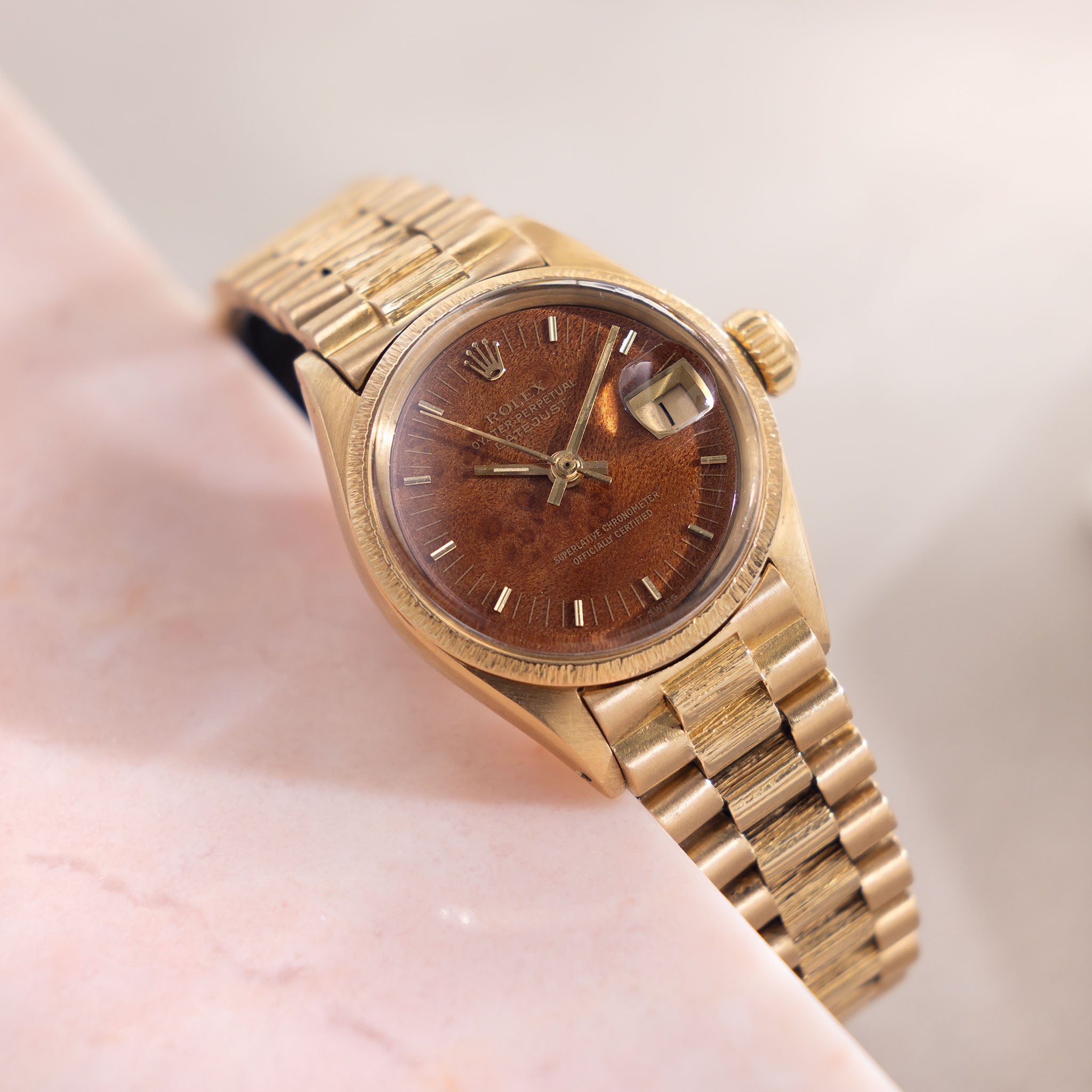 Rolex Ladies Datejust "Bark" Finish Wood Dial ref. 6527