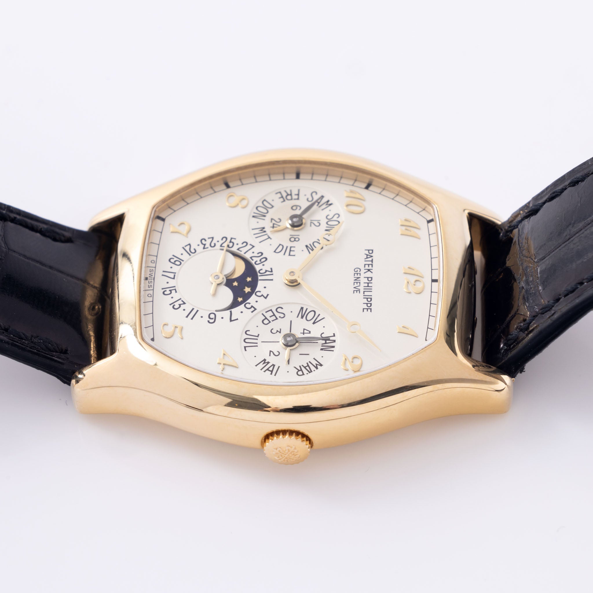 Patek Philippe Perpetual Calendar 5040J 18K Yellow Gold Tonneau Case with Box and Papers