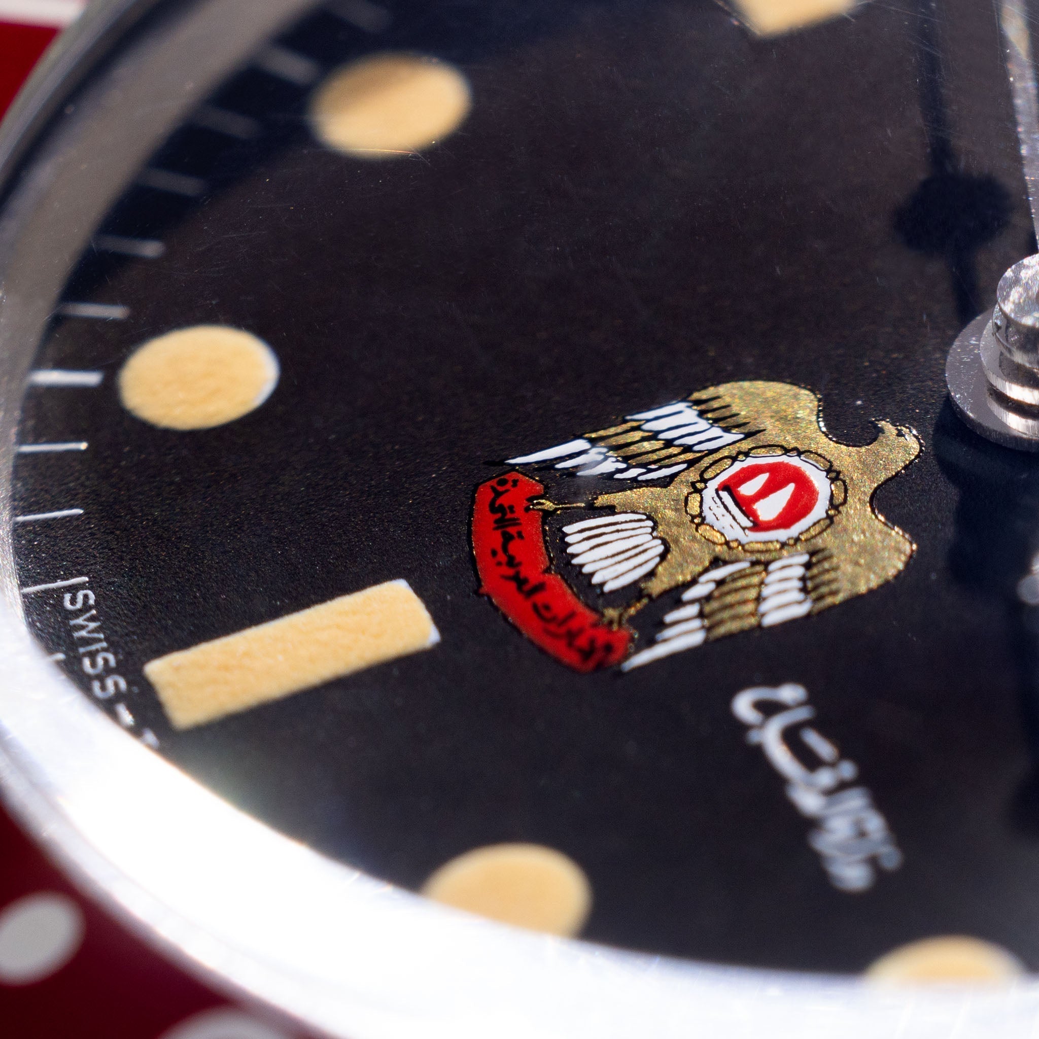 Rolex GMT-Master 1675 UAE ministry of Defence/ Quraysh Hawk logo dial with Rolex Geneva service papers