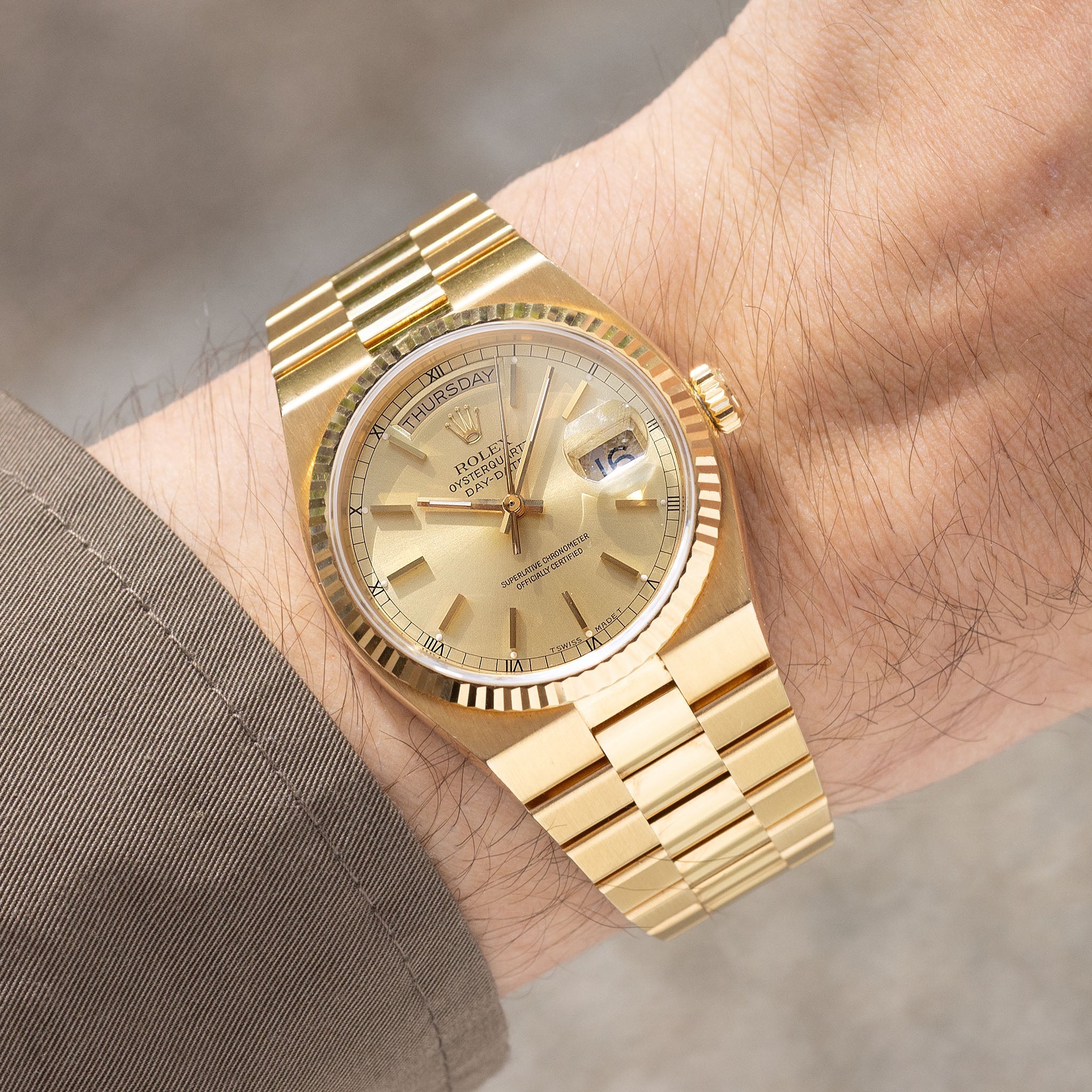 Rolex Day-Date Oysterquartz Champagne Dial Ref 19018