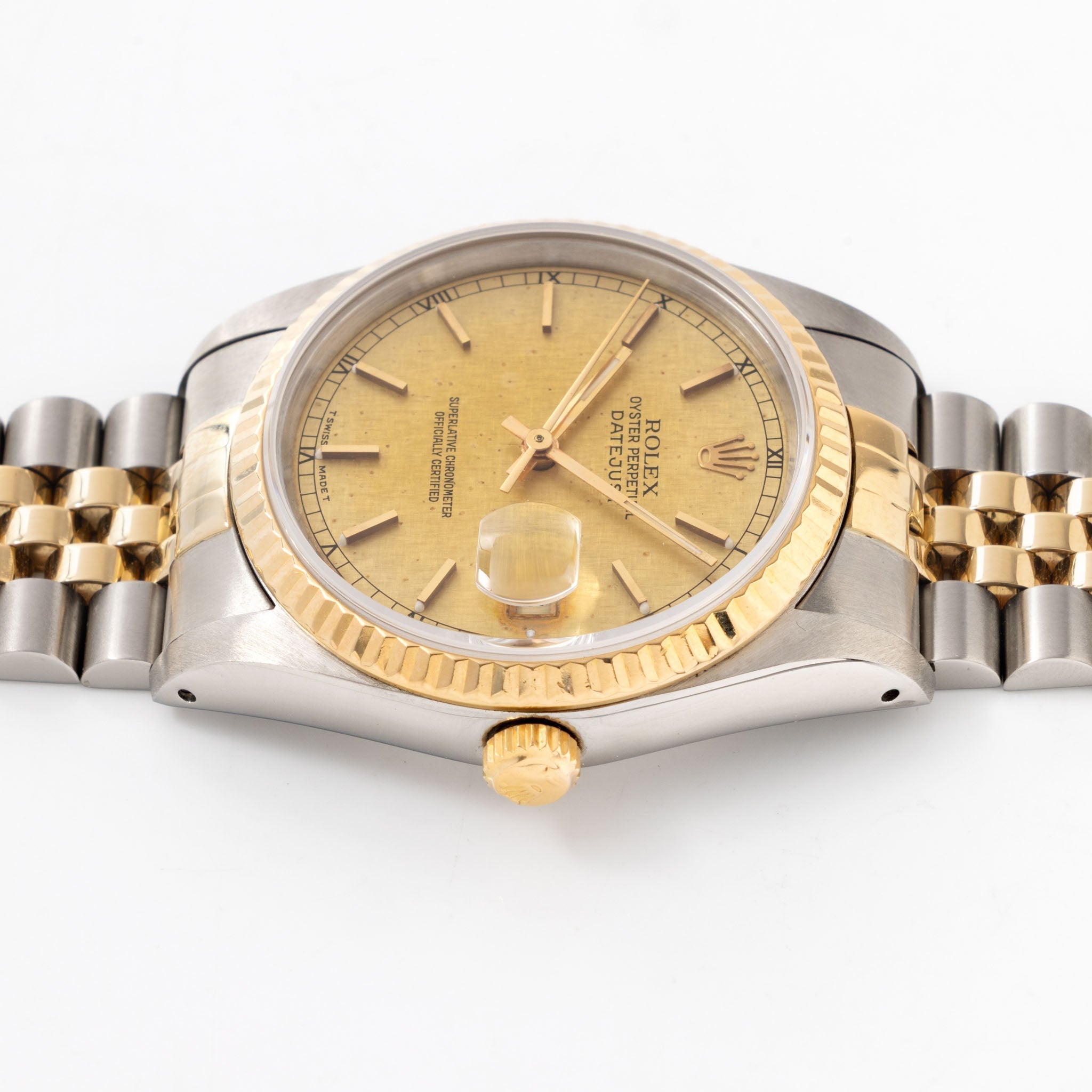 Rolex Datejust Champagne Linen Dial Steel and Gold Ref. 16233