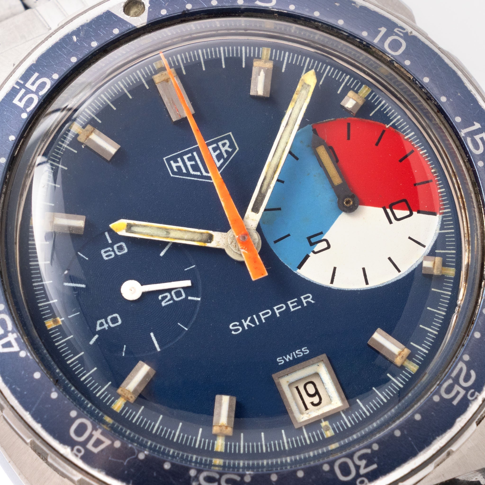 Heuer Skipper Yacht Regatta Timer Blue dial ref. 73463 with rare Gay Frères bracelet