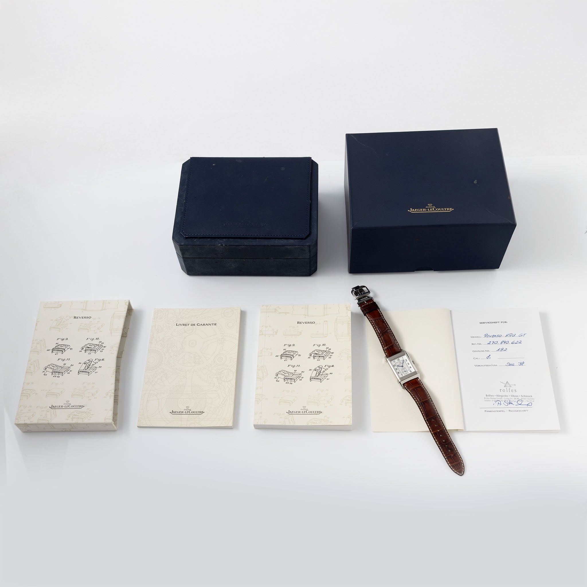 Jaeger LeCoultre Reverso “Grande Taille” Two-Tone Silver Dial ref. 270.8.62 Box and Papers Set