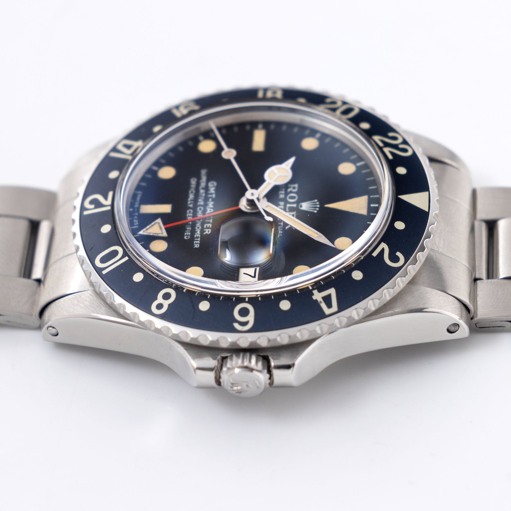 Rolex GMT-Master 1675 MK1 Long E Dial Vivid Patina Faded to Grey Inlay