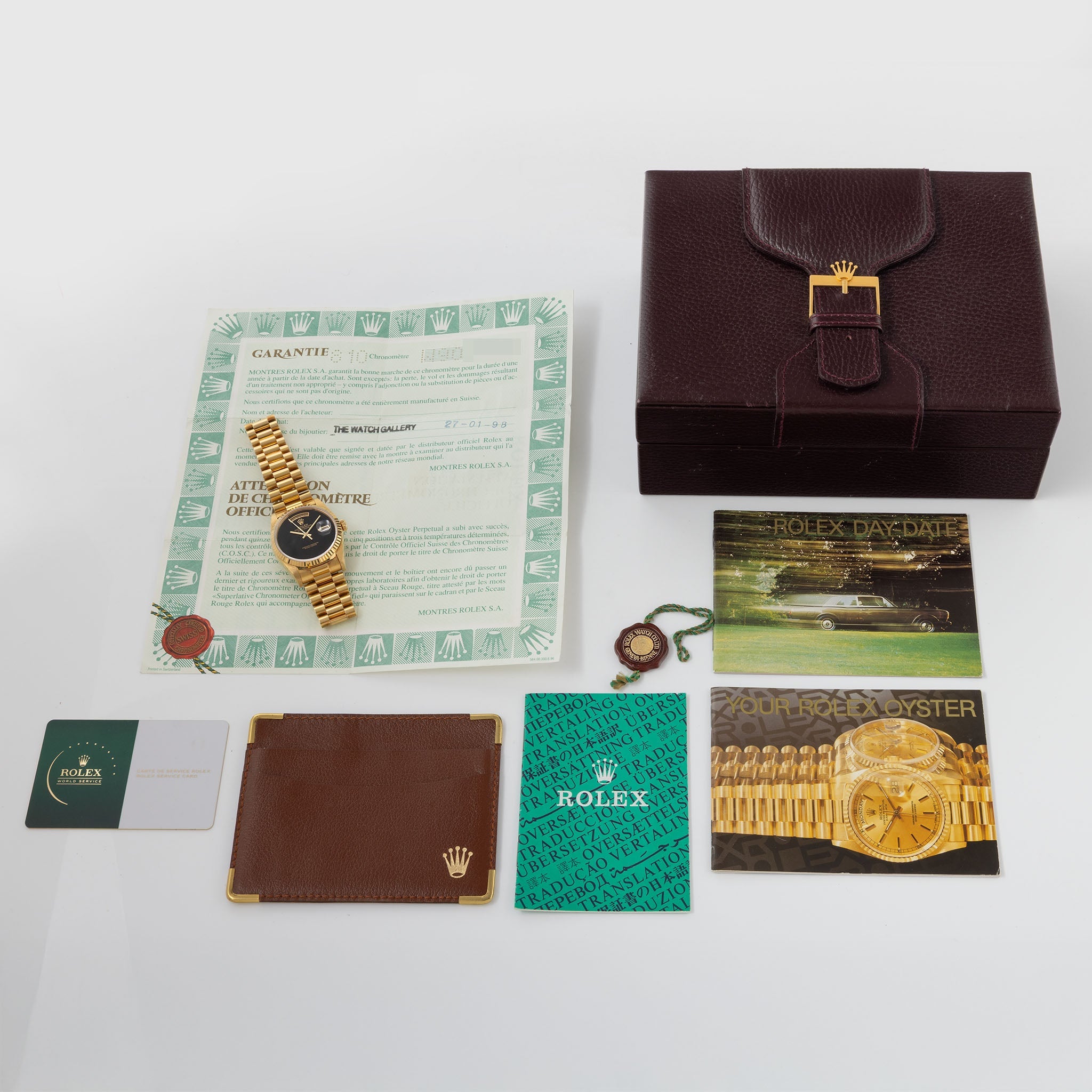 Rolex Day- date Onyx dial box paper set Rolex Geneva service ref 18238
