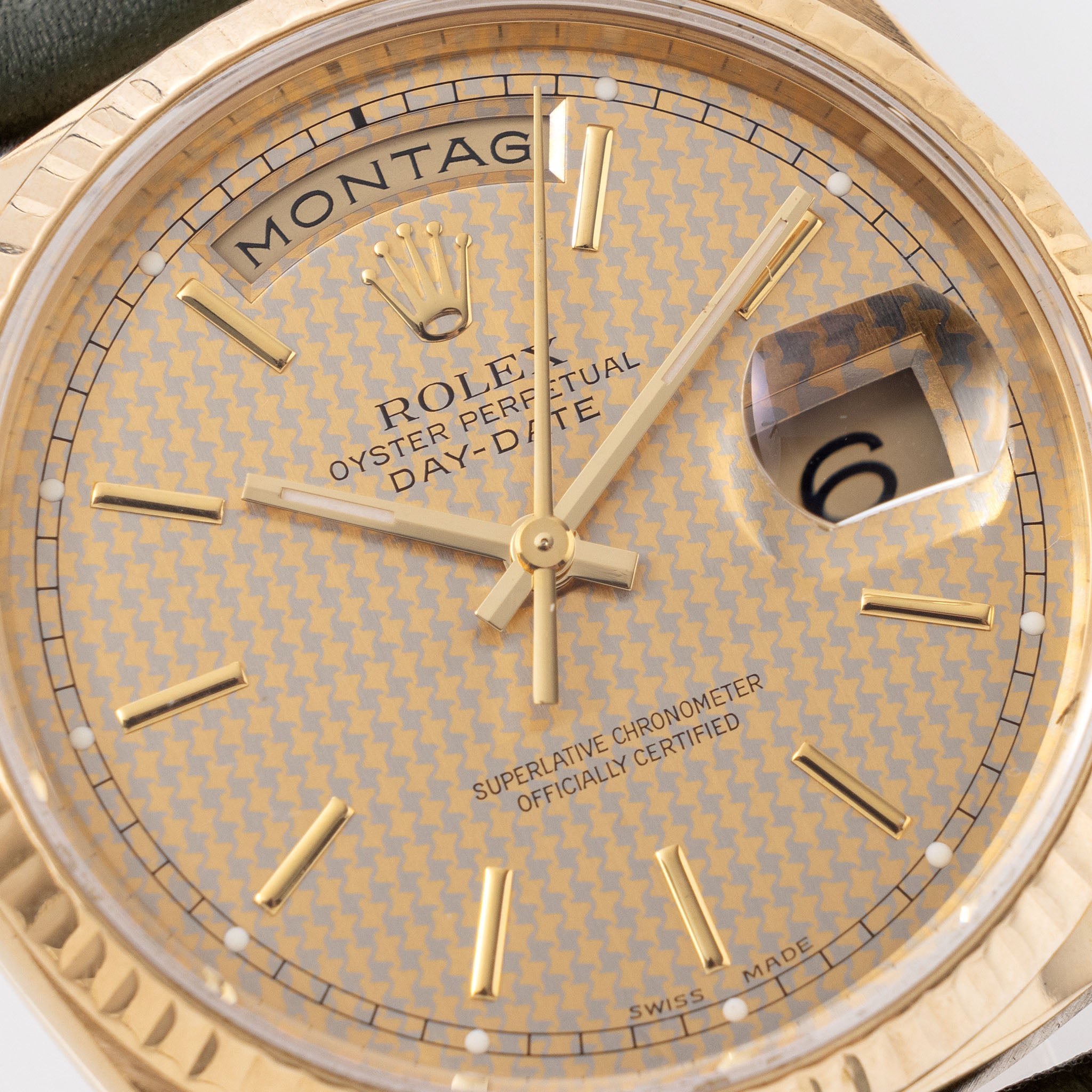 Rolex Day-date Houndstooth dial ref 18238 in 18 k yellow gold