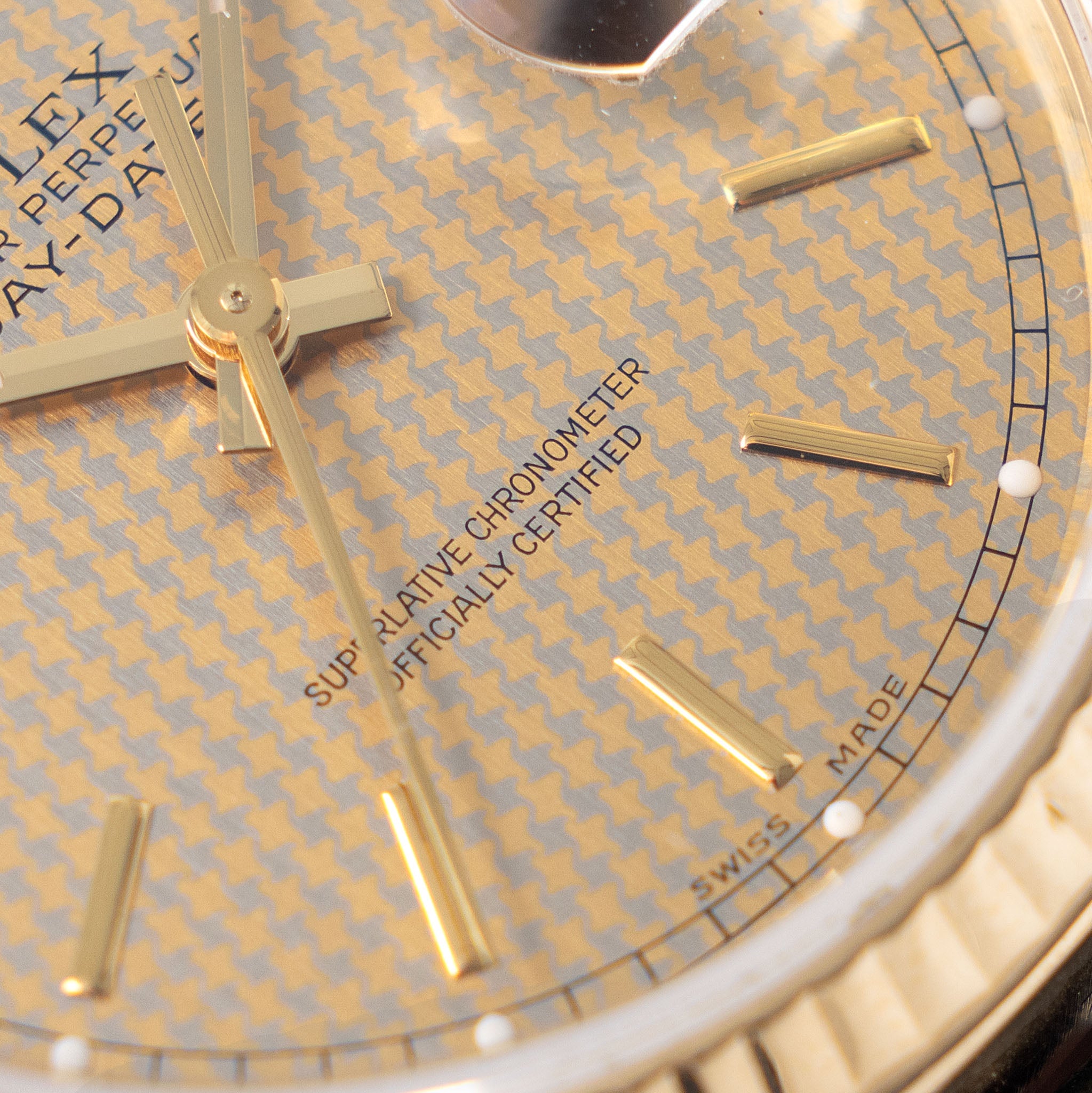 Rolex Day-date Houndstooth dial ref 18238 in 18 k yellow gold